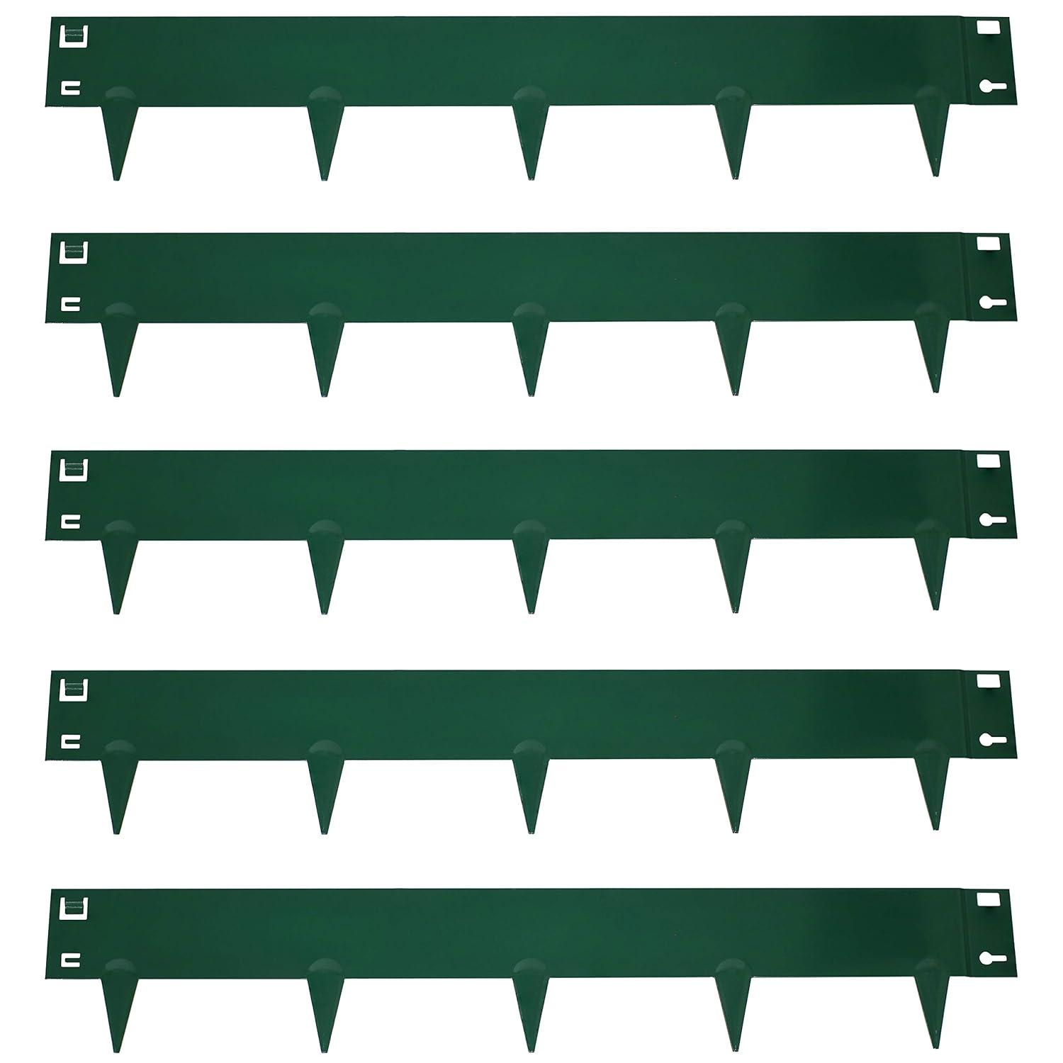 Sunnydaze Outdoor Lawn and Garden Heavy-Duty Steel Metal Flexible Landscape Edging Borders - 16' - Green - 5pk