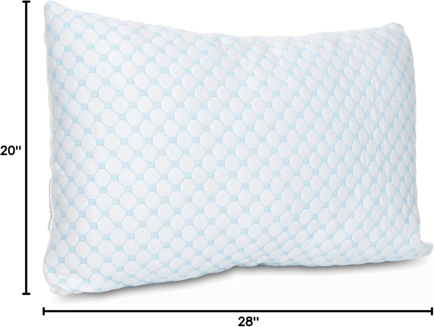 Virtu Temperature Regulating Reversible Cooling Pillow, Memory Foam Pillow, Standard/Queen Pillows 20” X 28”, 2 Pack