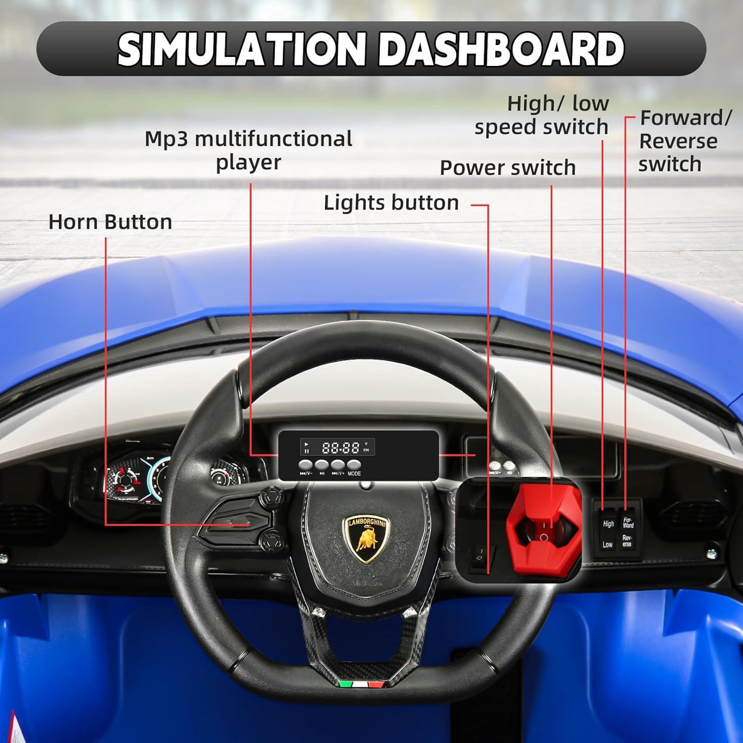 Hetoy 12V Kids Ride On Car, Licensed Lamborghini Revuelto Electric Car For Kids