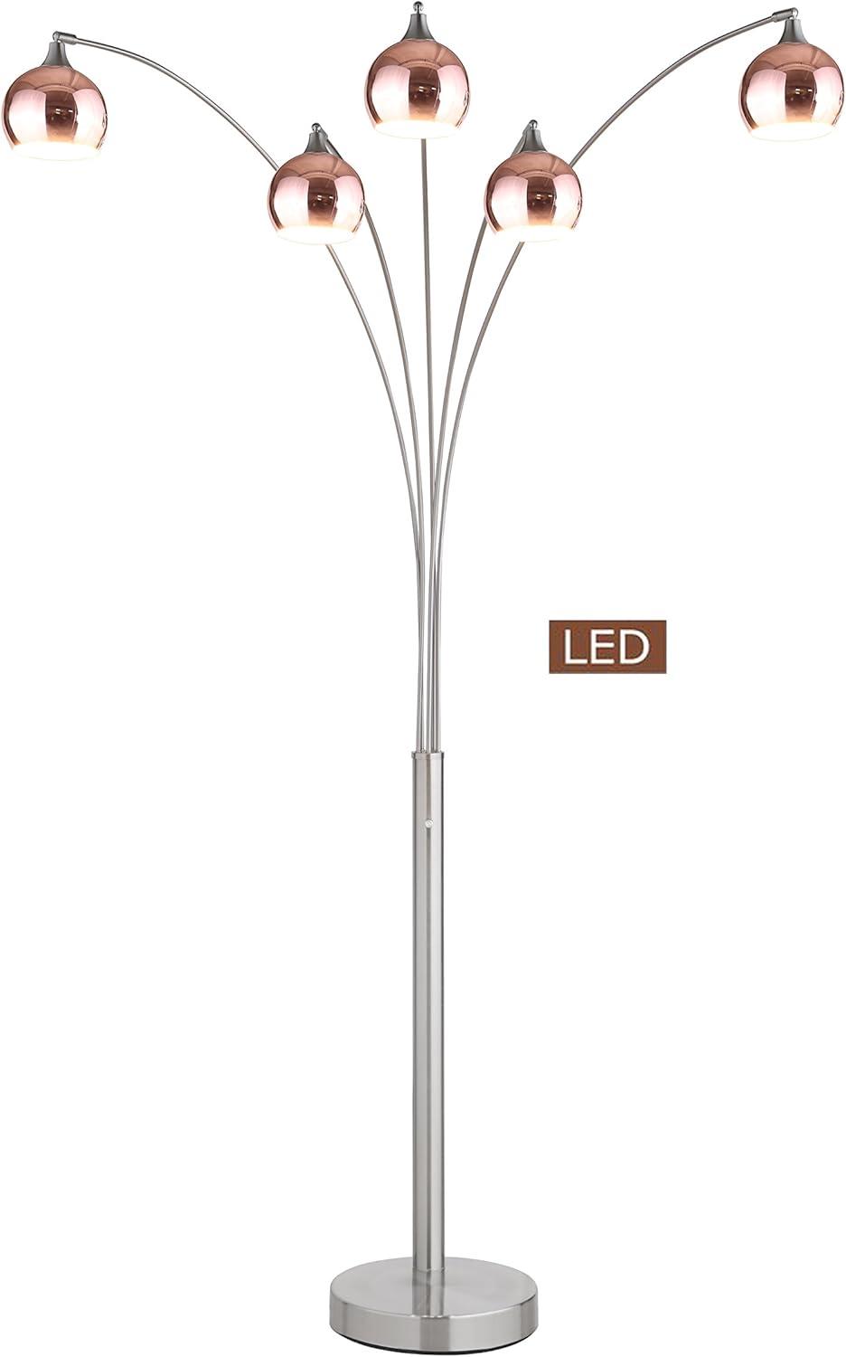 Sleek Modern Adjustable 86" Silver Arc Floor Lamp with Multi-Head