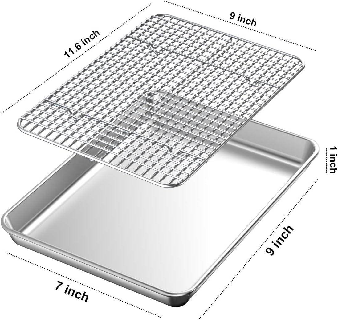 Baking Sheet with Cooling Rack Set [2 Sheets + 2 Racks], GoXteam Stainless Steel Cookie Baking Pan Oven Tray with Rack, 12 x 10 x 1 Inch, Heavy Duty, Non-toxic, Dishwasher Safe