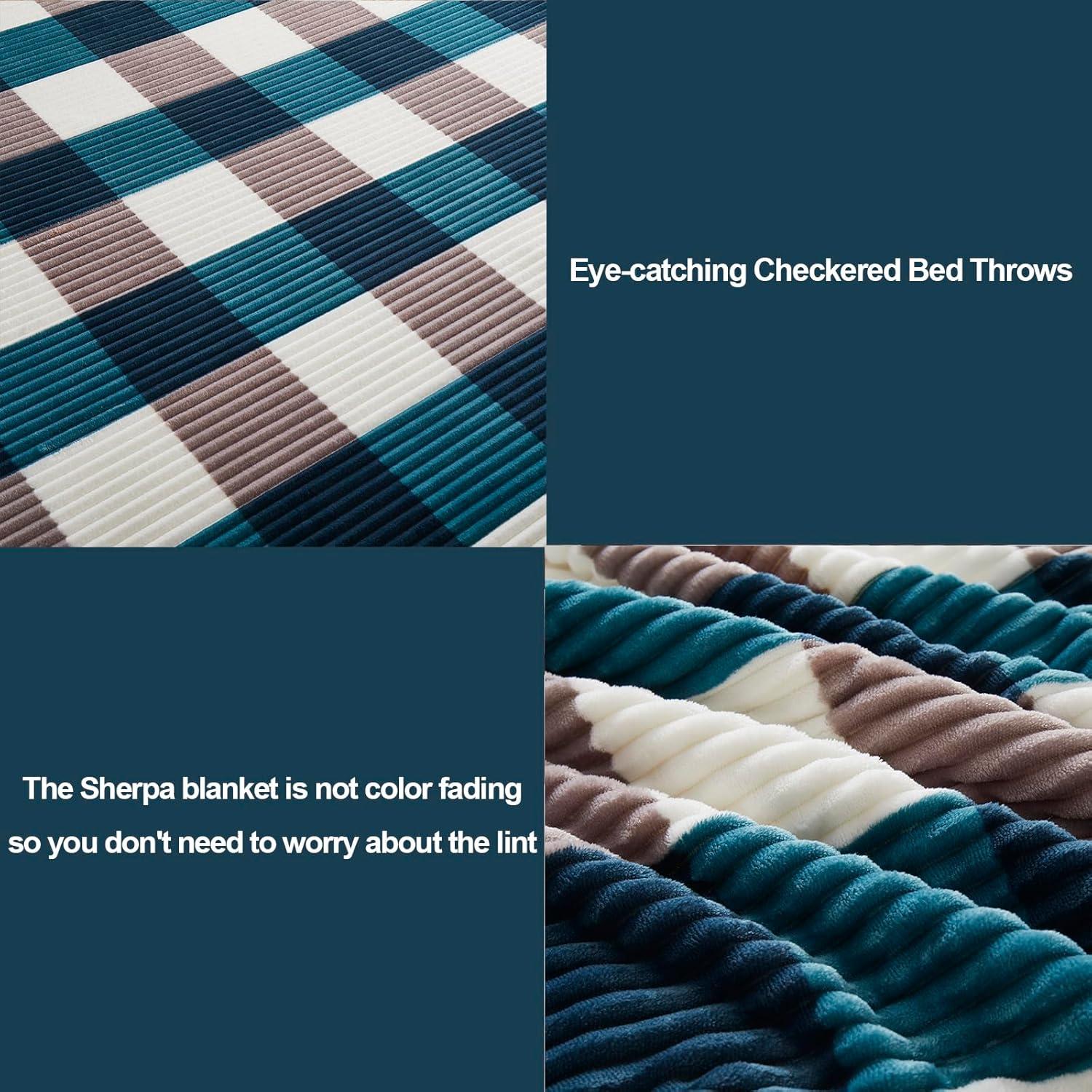 PU MEI Sherpa Throw Blanket for Couch Sofa 60”*80”- Fleece Tufted Fuzzy Soft Cozy Blanket for Bed, Thick Warm Blanket for All Seasons, (Dusty Blue, 60"*80")
