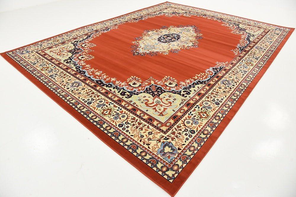 Unique Loom Reza Collection Area Rug - Washington (10'  x 13' 1" Rectangle Terracotta/Cream)