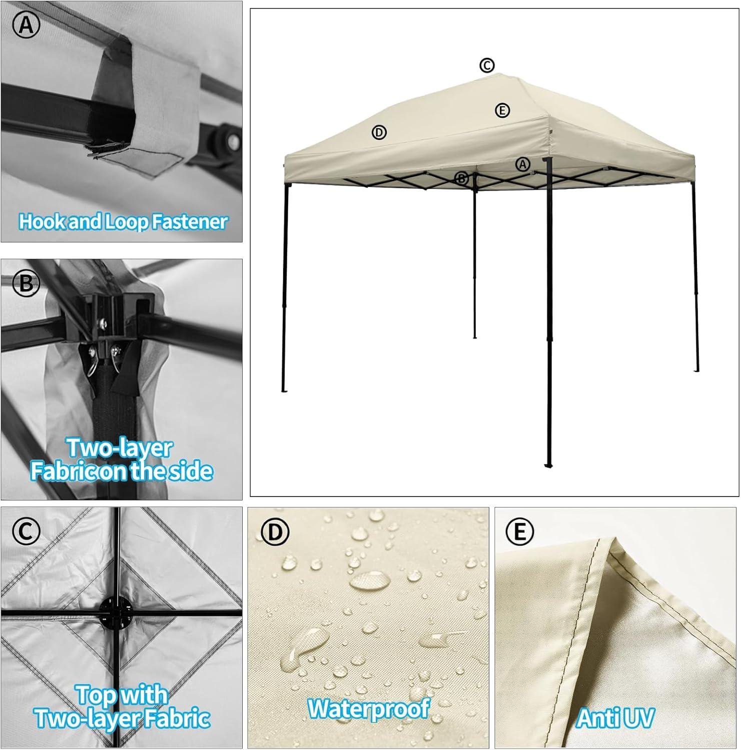 10x10 Canopy Replacement top,10x10ft Pop Up Canopy Top Cover,Silver Coated Replacement Canopy top for Straight Leg Canopy Frame,Beige(1 PCS Top Cover Only)