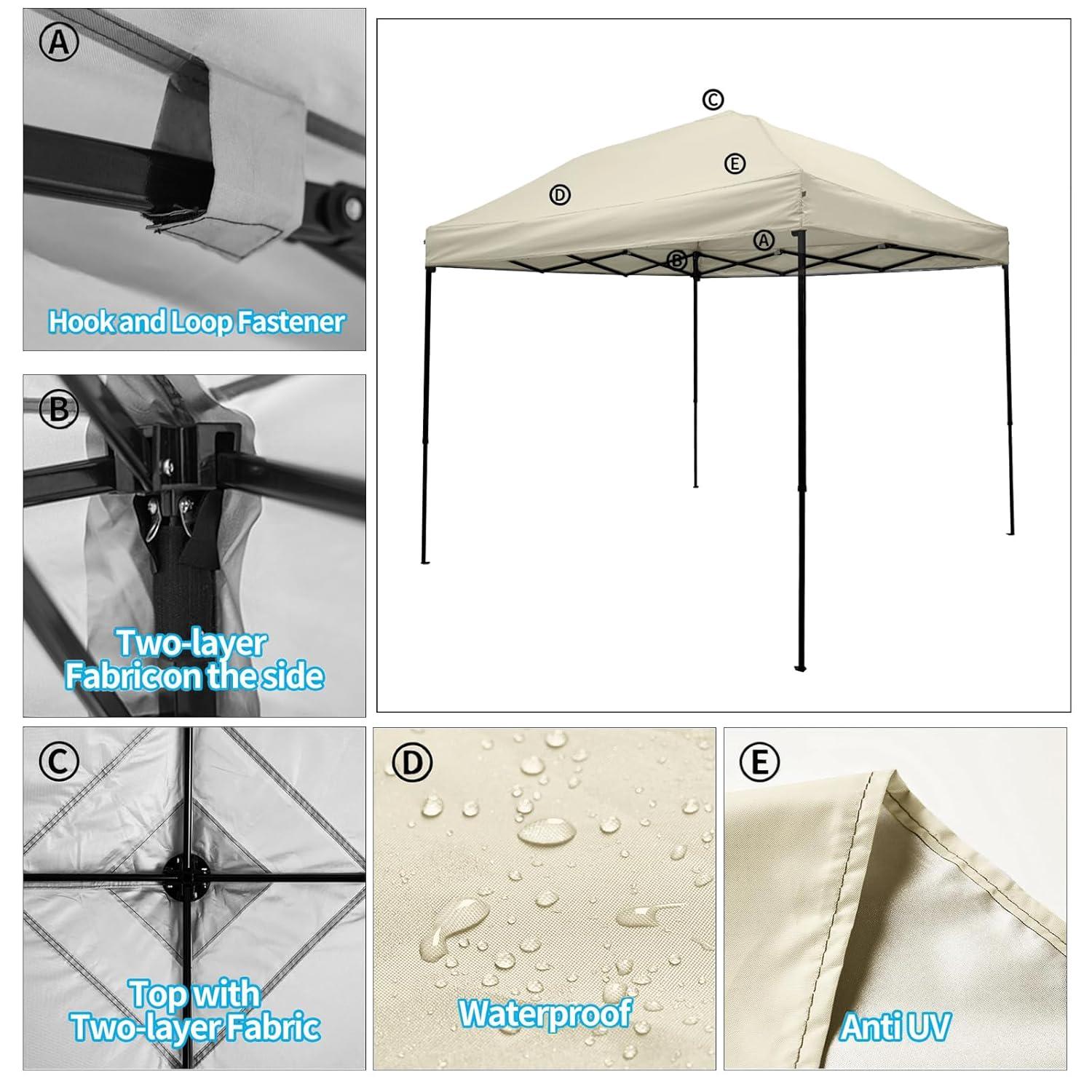 10x10 Canopy Replacement top,10x10ft Pop Up Canopy Top Cover,Silver Coated Replacement Canopy top for Straight Leg Canopy Frame,Beige(1 PCS Top Cover Only)