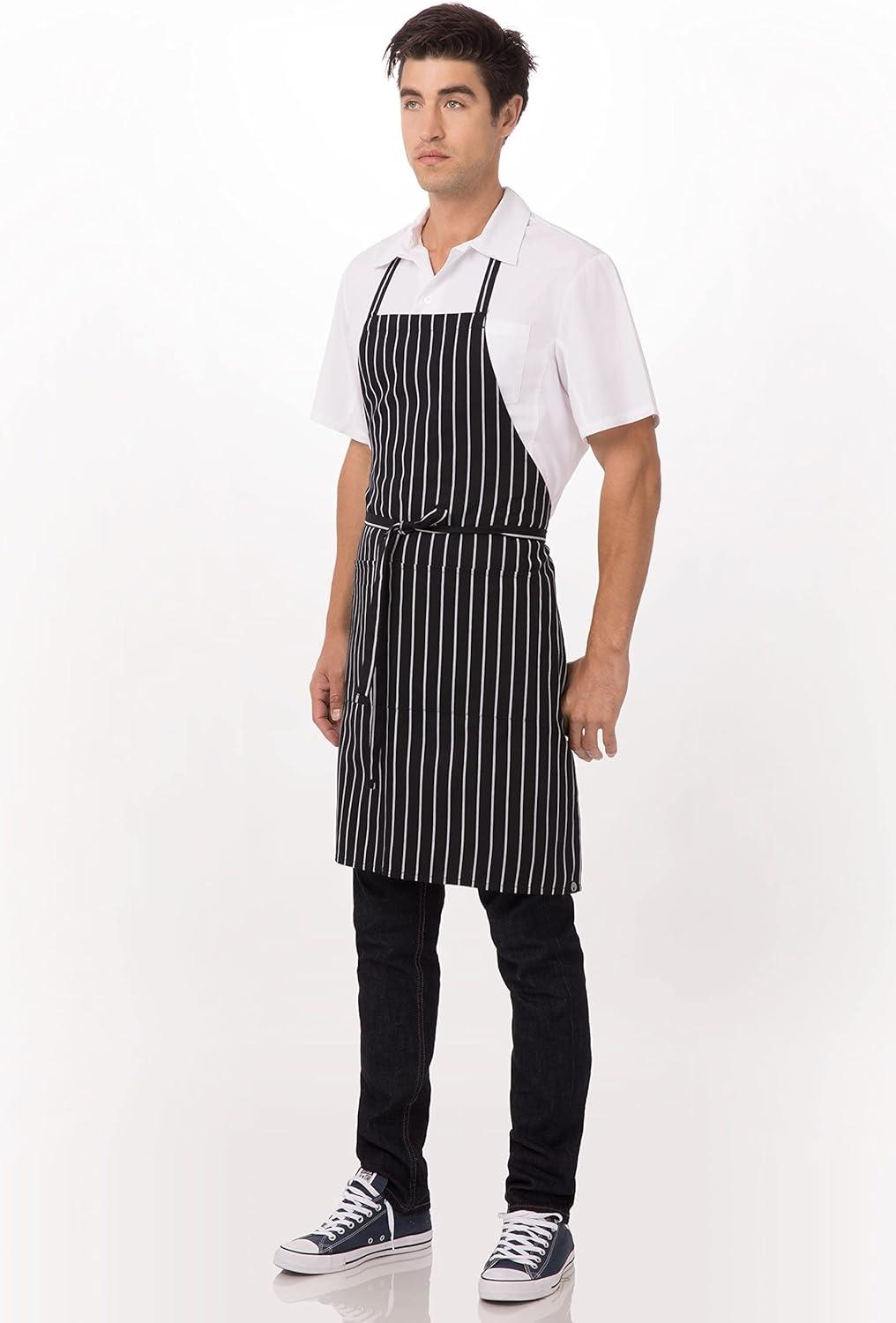 Black and White Striped Unisex Cooking Bib Apron