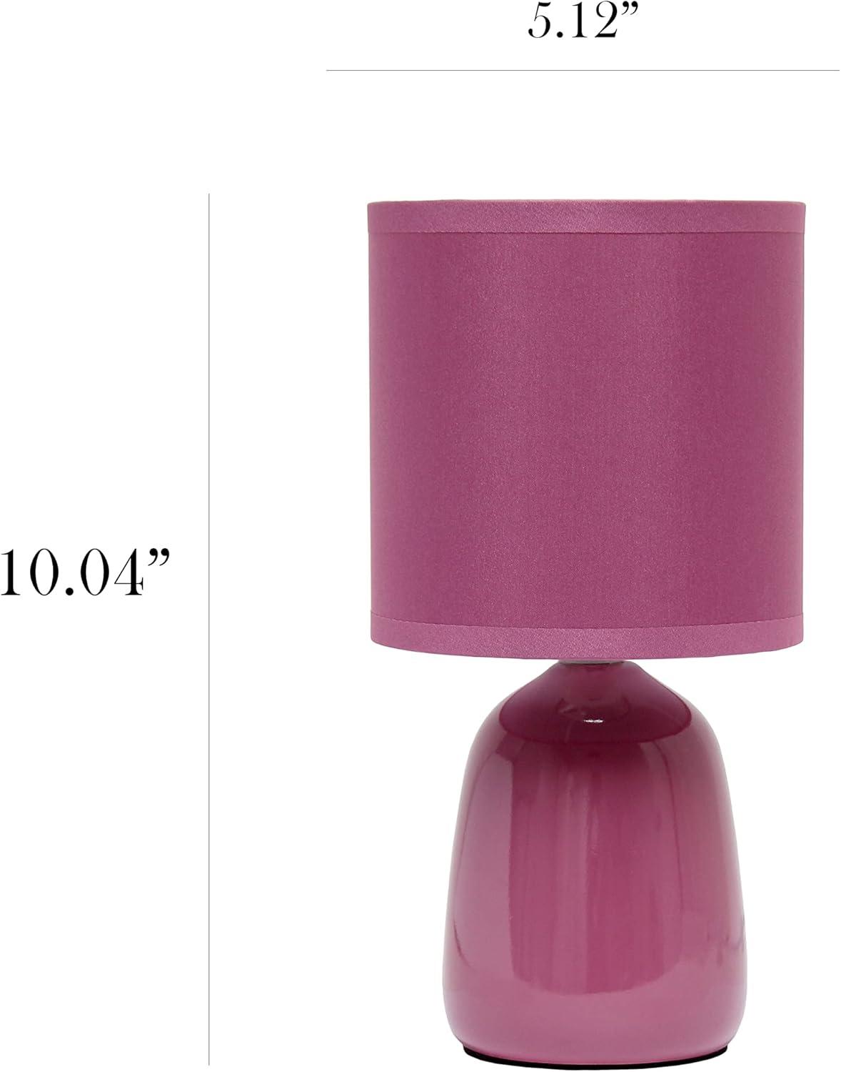 10.04" Traditional Ceramic Thimble Base Bedside Table Desk Lamp with Matching Fabric Shade Mauve - Simple Designs