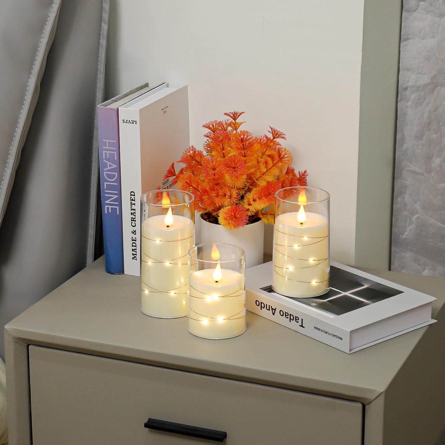 Aignis Indoor Flameless LED Candles Battery Operated with Remote Timer and Wax-Like Shell for Home/Wedding/Holiday Decor, Set of 2(D 2.95" x H 6")