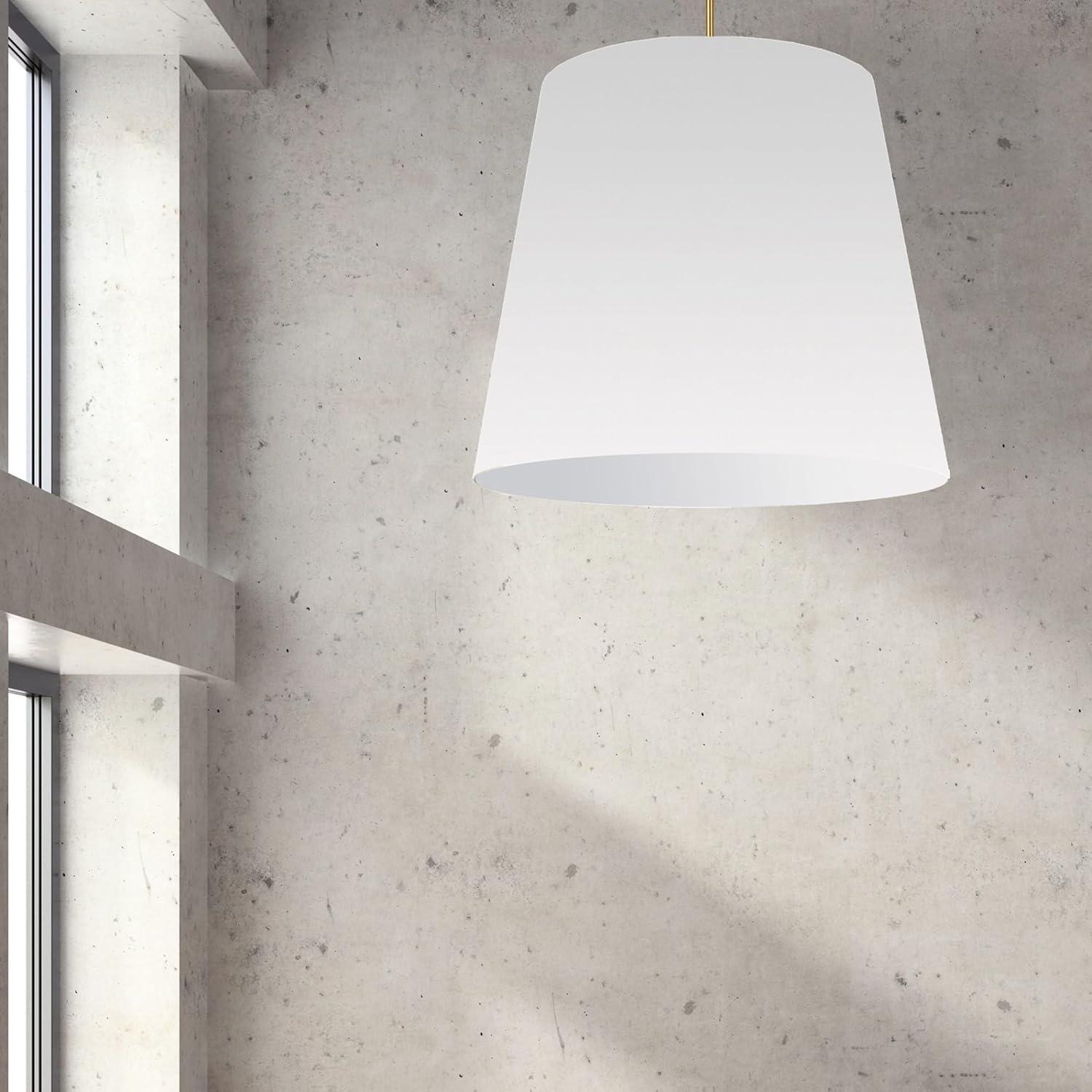 Gold and White Oversized Drum Pendant Light