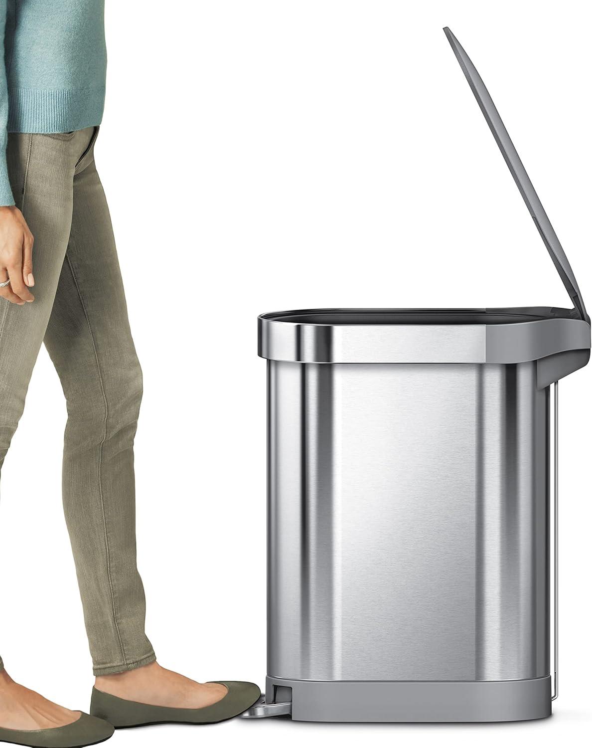 simplehuman simplehuman 45 Liter / 12 Gallon Slim Hands-Free Kitchen Step Trash Can, Stainless Steel