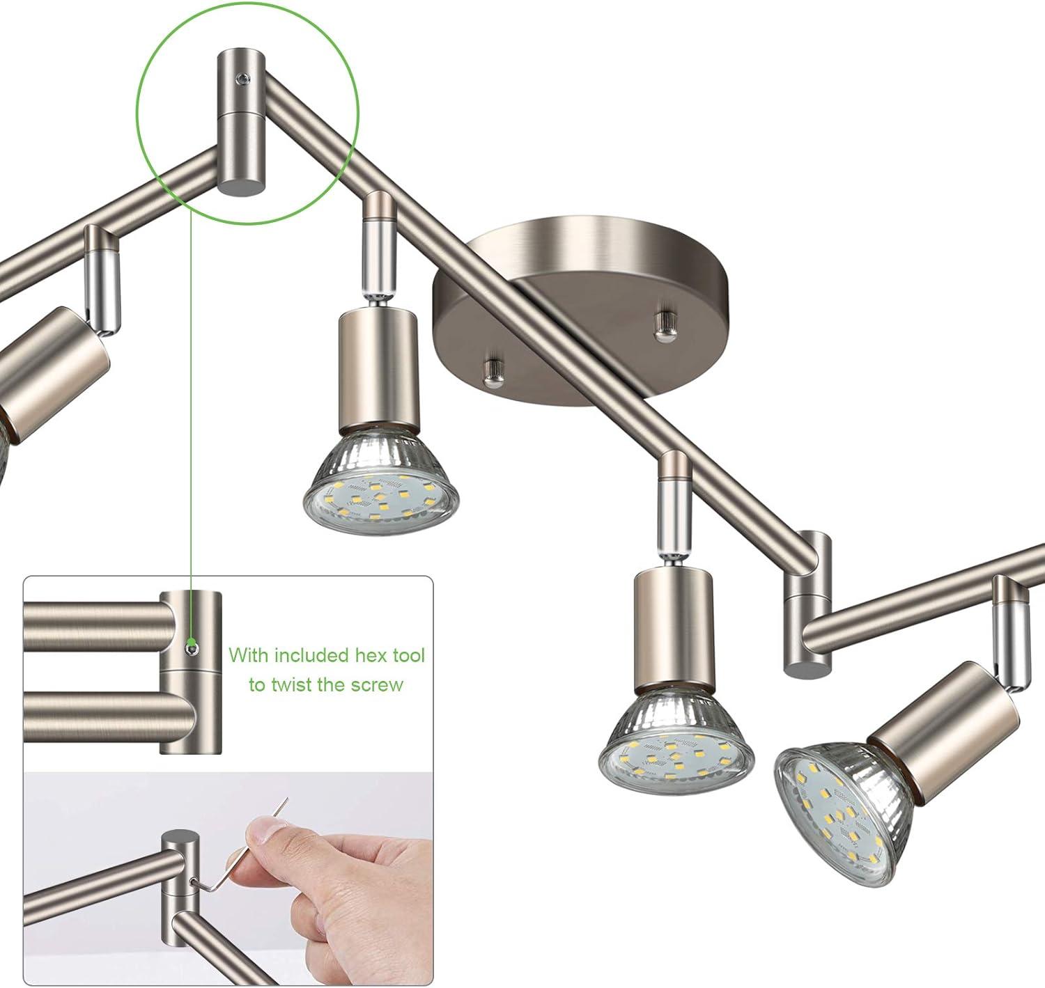 Matte Nickel 6-Light Adjustable LED Ceiling Track Fixture