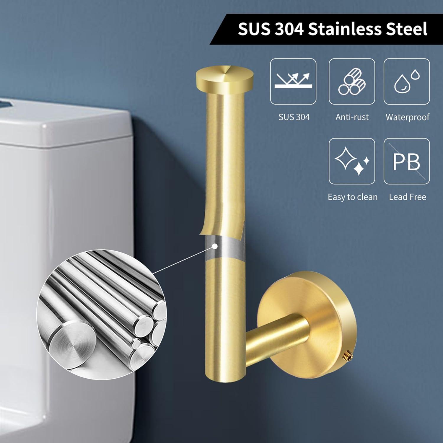 Brushed Gold Stainless Steel 6-Piece Bathroom Hardware Set