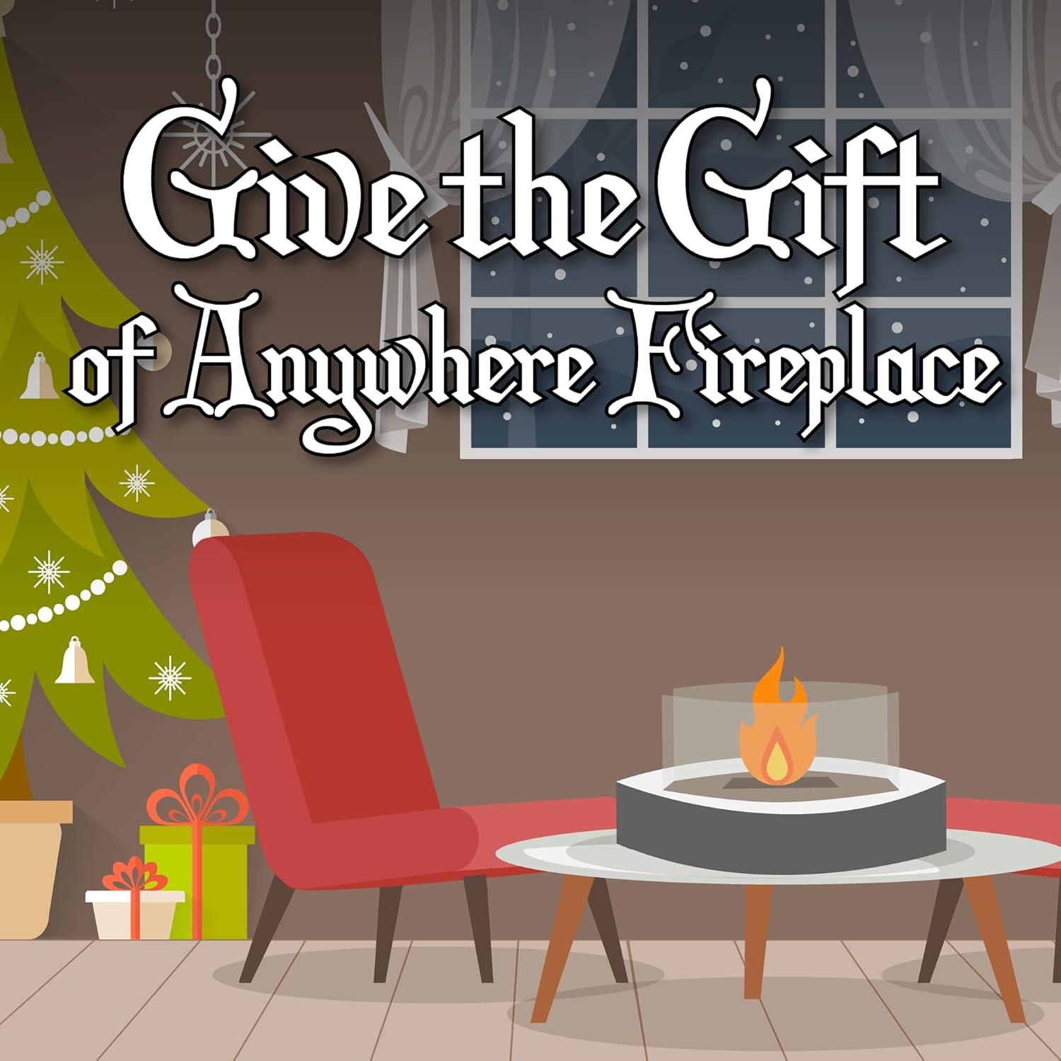 19" Silver Indoor Curved Tabletop Anywhere Fireplace