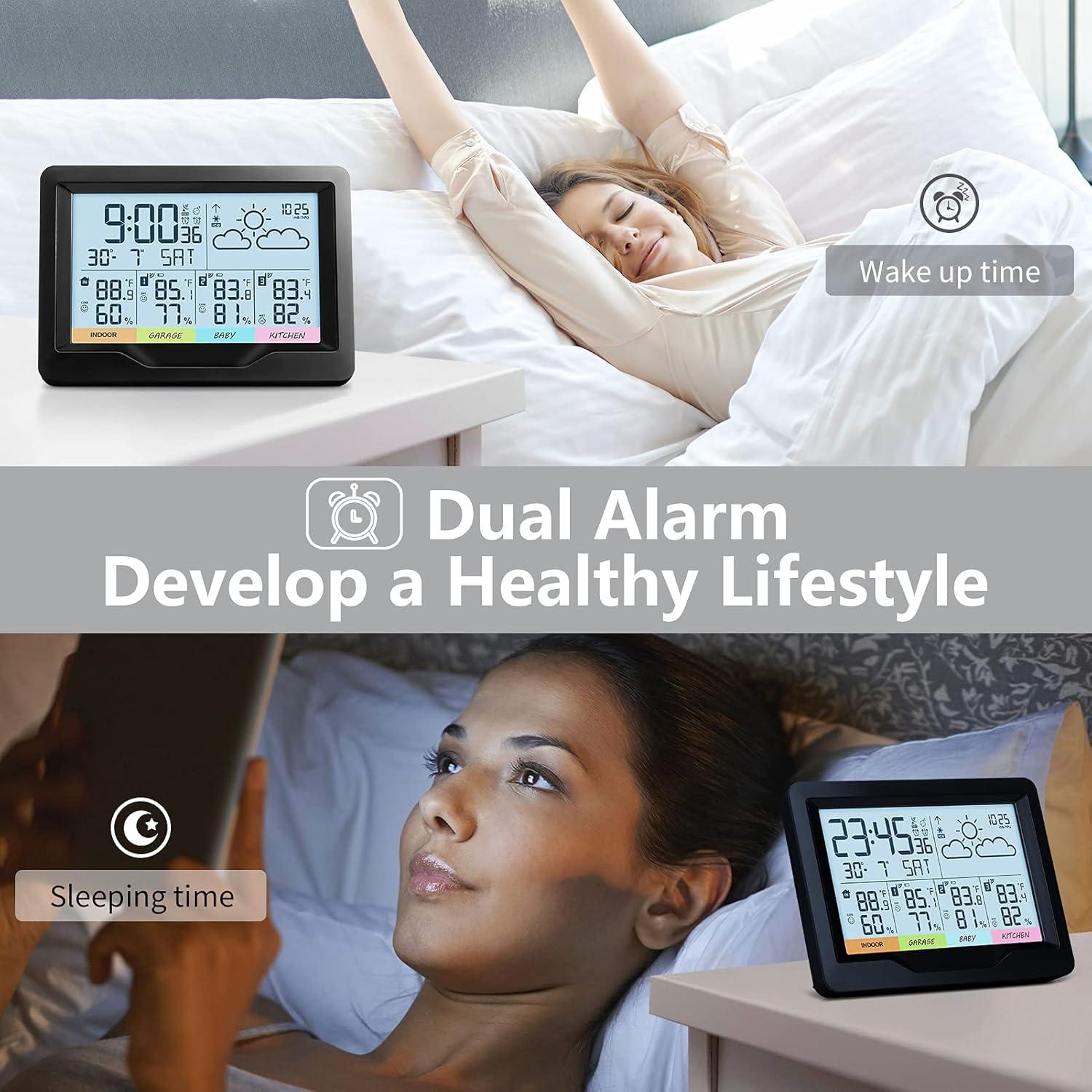 Weather Station Indoor Outdoor Thermometer Wireless Remote Sensor, Home Weather Station Temperature Humidity Monitor