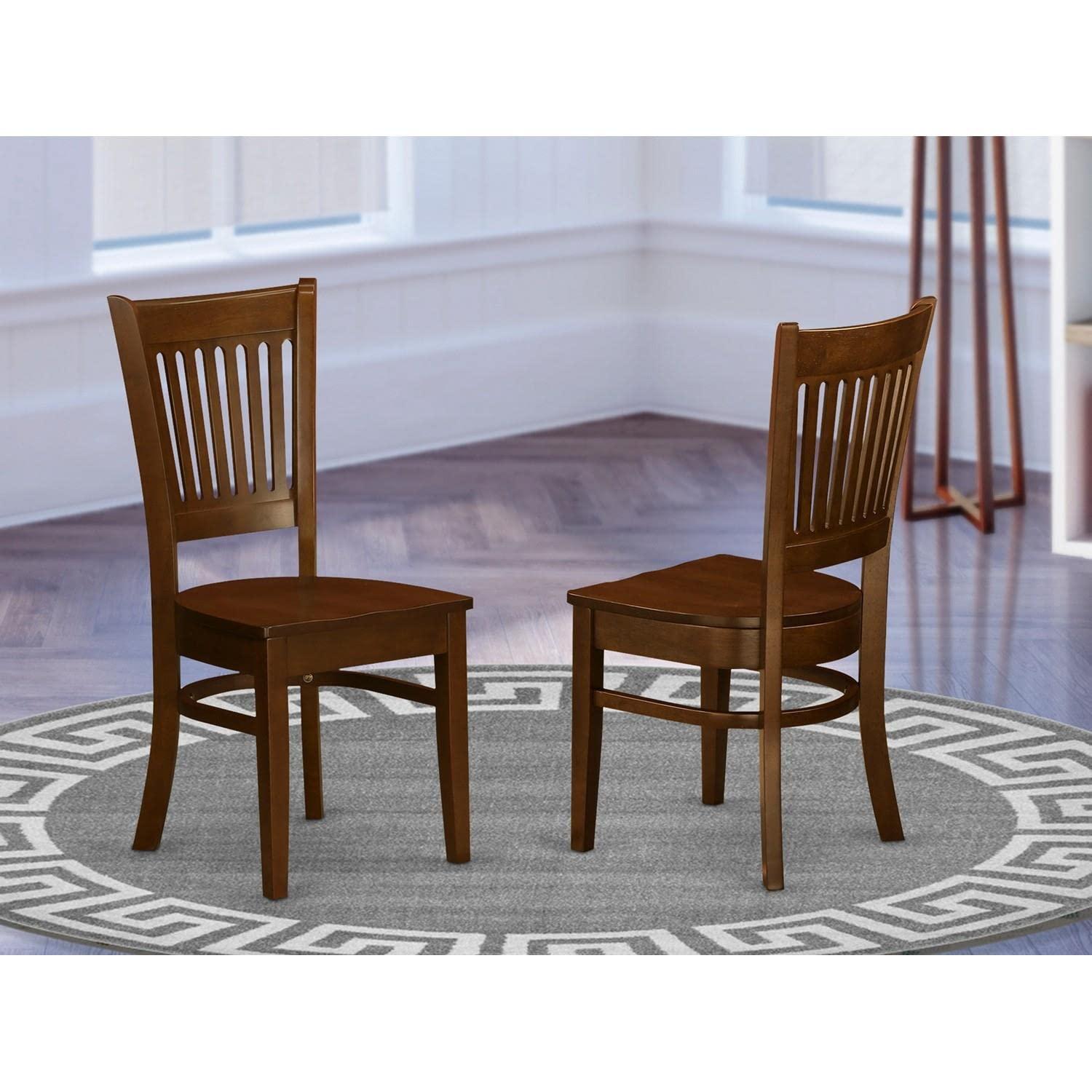 East West Furniture, Vancouver Wood Seat Dining Chairs in Espresso Finish, Set of 2