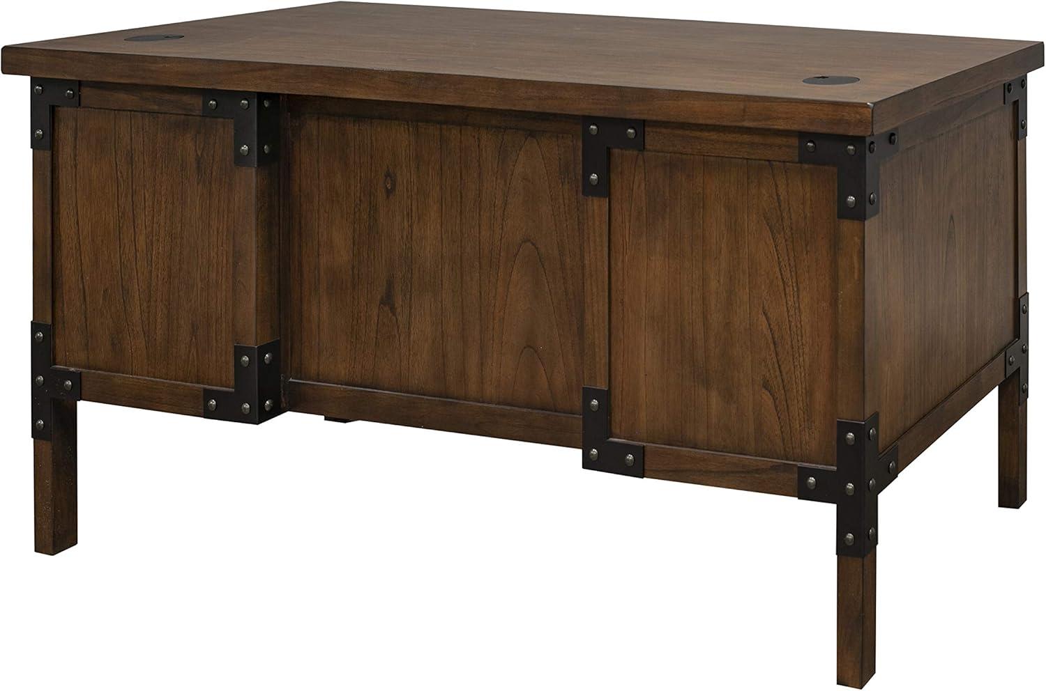 Martin Furniture Addison Half Pedestal Desk Auburn : Sturdy Office Furniture with File Storage, No Assembly Required