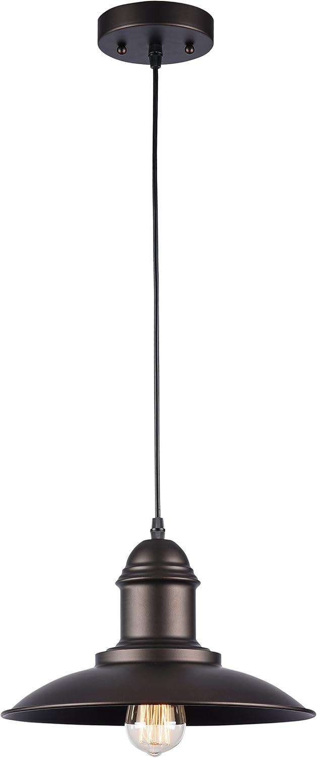 RADIANCE Goods Industrial-Style 1 Light Rubbed Bronze Ceiling Mini Pendant 12" Wide