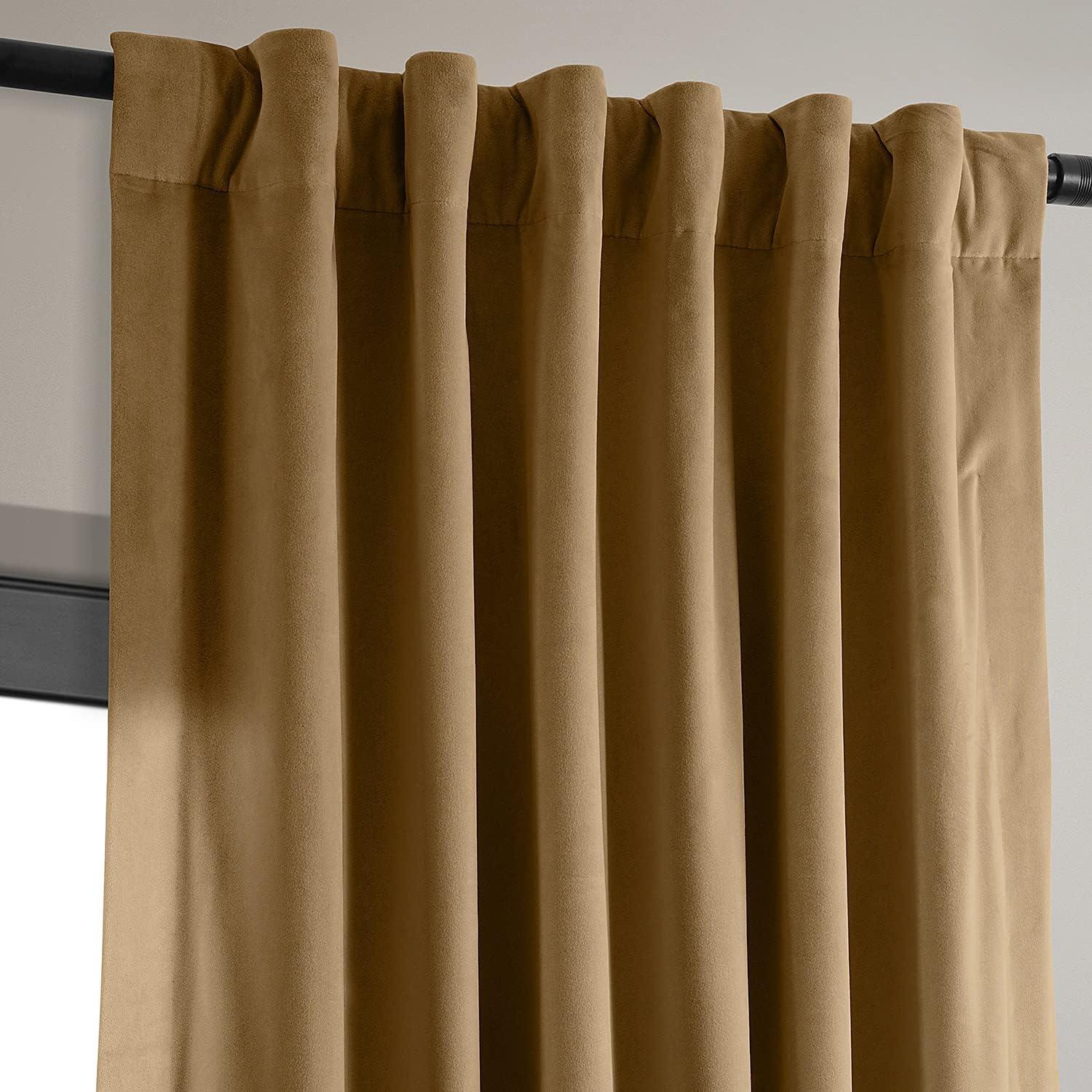 Signature Amber Gold Blackout Velvet Curtain (1 Panel), Amber Gold, 50W X 96L