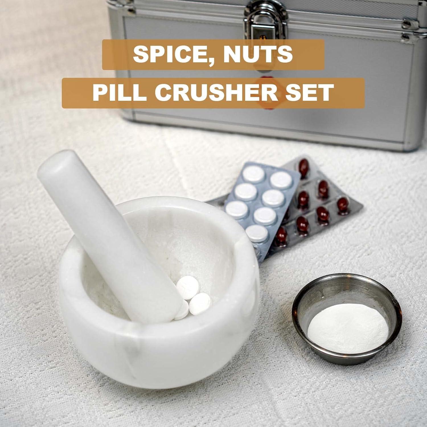 White Marble 4.72" Mortar and Pestle Set for Kitchen