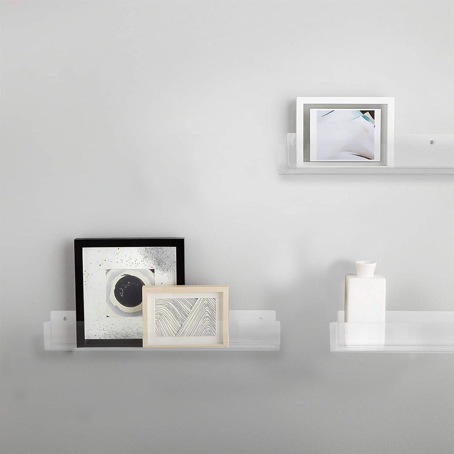 VIVO Dual Acrylic 24" Floating Bookshelves, Clear Wall Display Shelves (2 Pack)