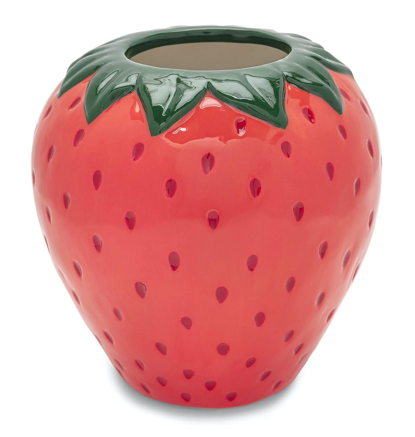 Strawberry Shaped Red Ceramic Decorative Vase
