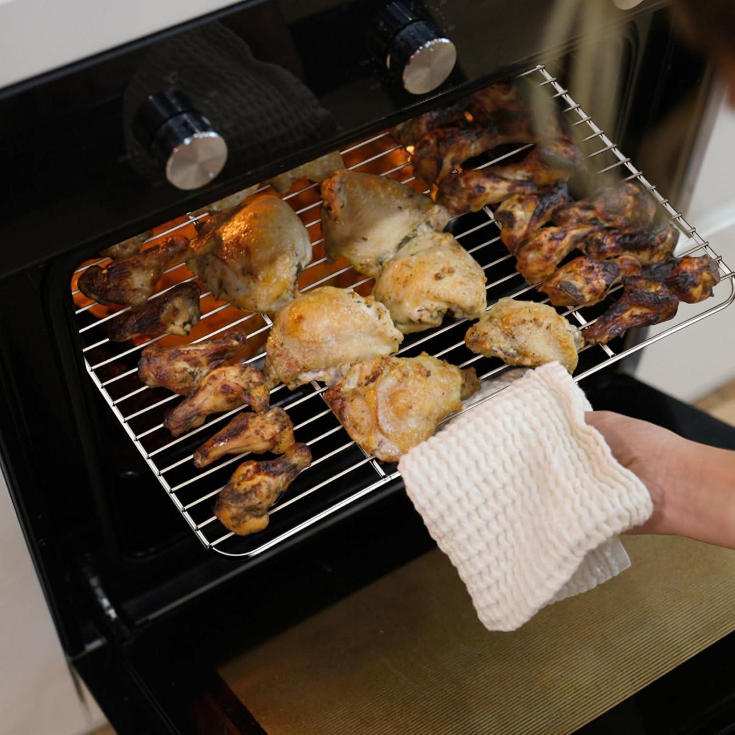 Stainless Steel 4-Piece Cooling Rack Set for Baking and Roasting