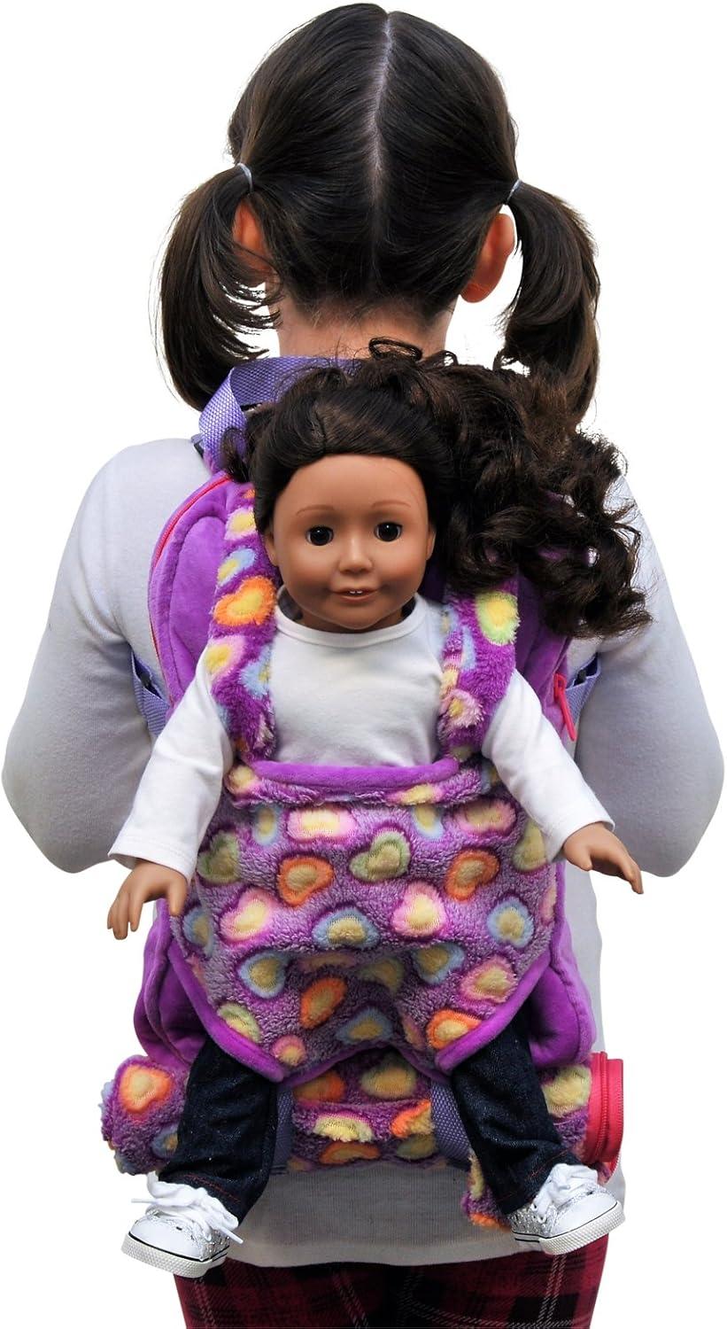 The Queen' Treasures 18 In Doll Carrier and Sleeping Bag, Purple Hearts