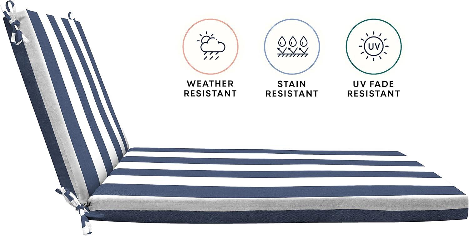 Honeycomb Textured Polypropylene and Polyester Chaise Lounge Cushion, Navy and White