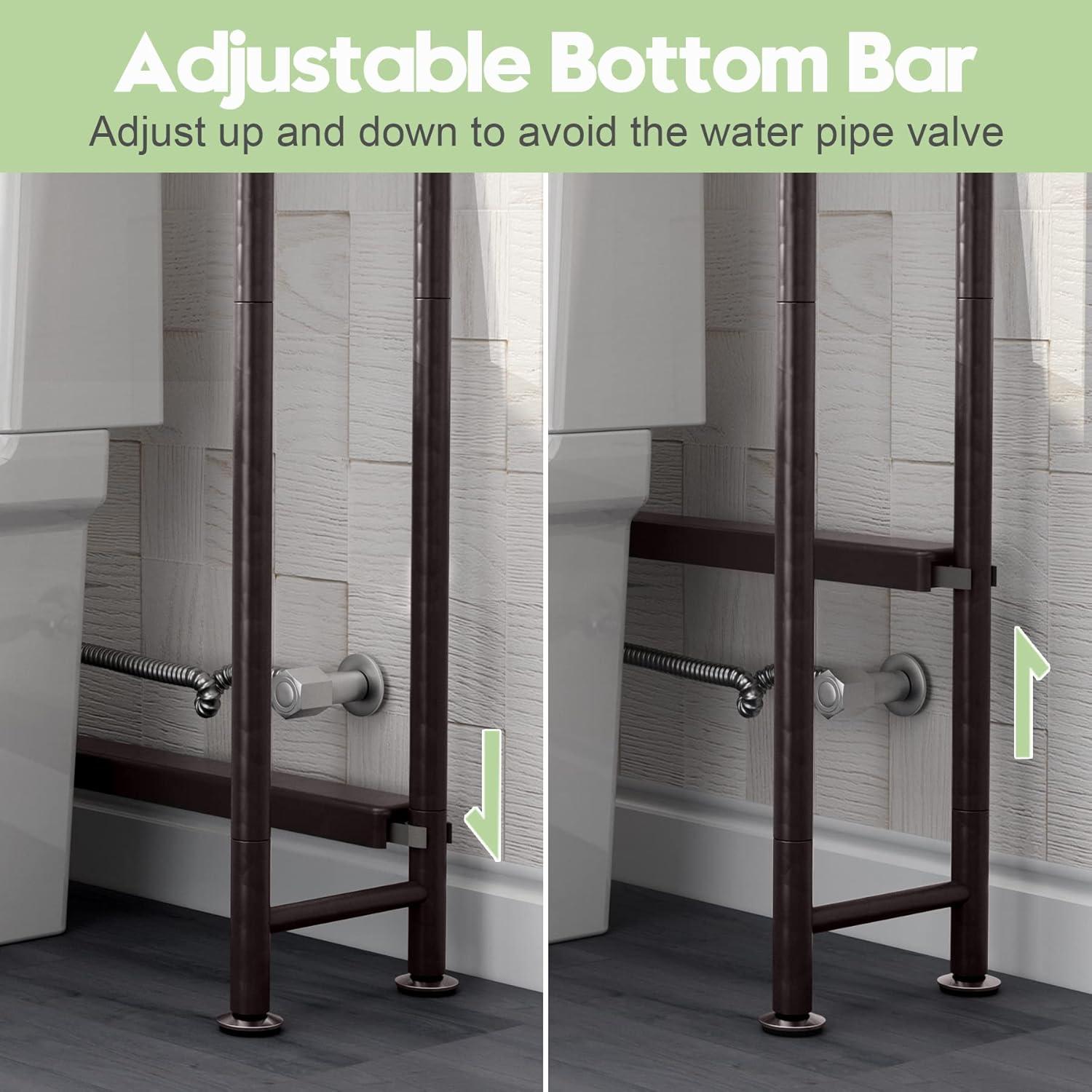 AmazerBath Bamboo Over The Toilet Storage Shelf, Over Toilet Bathroom Organizer Rack, 3-Tier Bathroom Shelves Over Toilet, Space Saver, Espresso