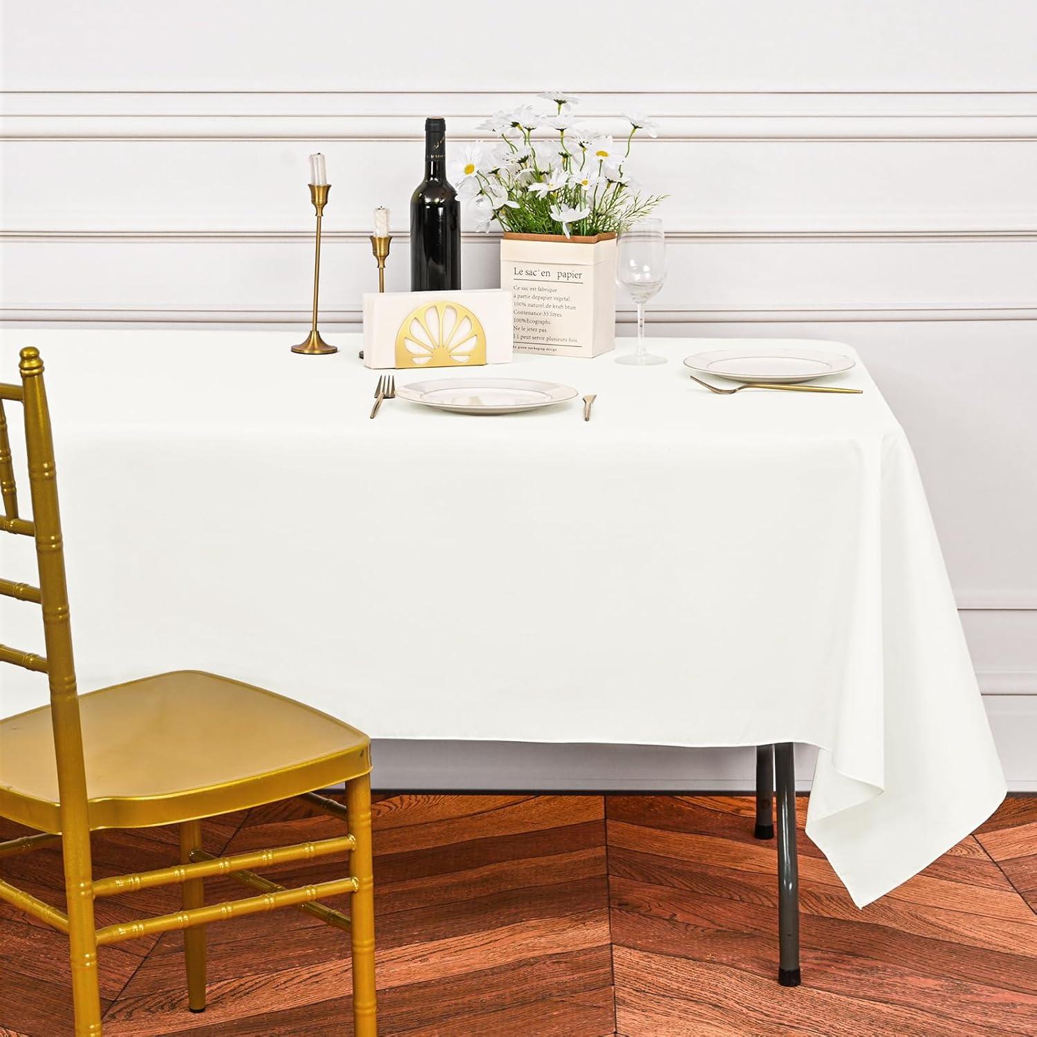 10 Pack Beige Tablecloth 60x102 inch Polyester Fabric Tablecloths for 6 Foot Rectangle Tables Wrinkle Resistant Linen Tablecloth Washable Table Covers for Party Wedding Events and Camping