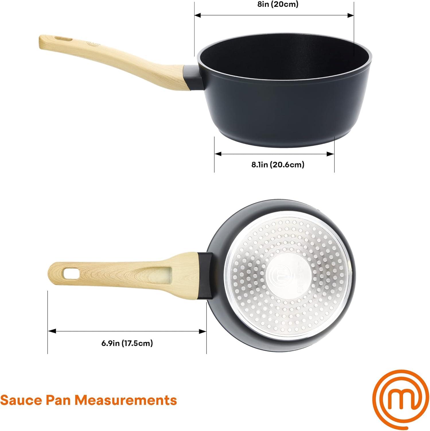 MasterChef 8 Inch Non-Stick Aluminum Sauce Pan with Lid