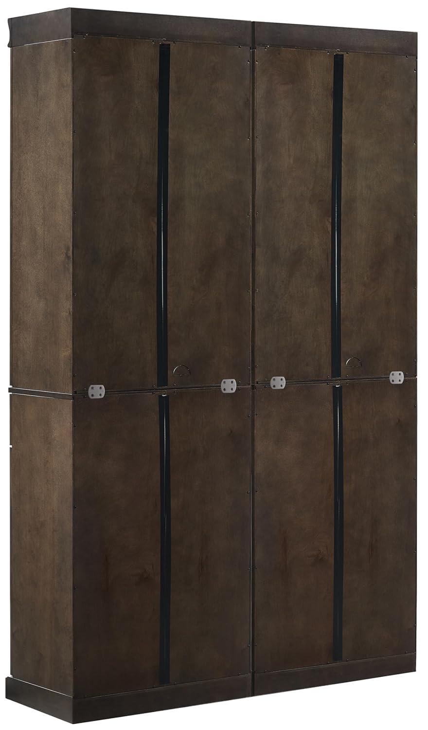 Crosley 78" Stanton 2pc Glass Door Kitchen Storage Pantry Cabinet Set Coffee: Traditional Style, MDF Wood Veneer, 10 Shelves