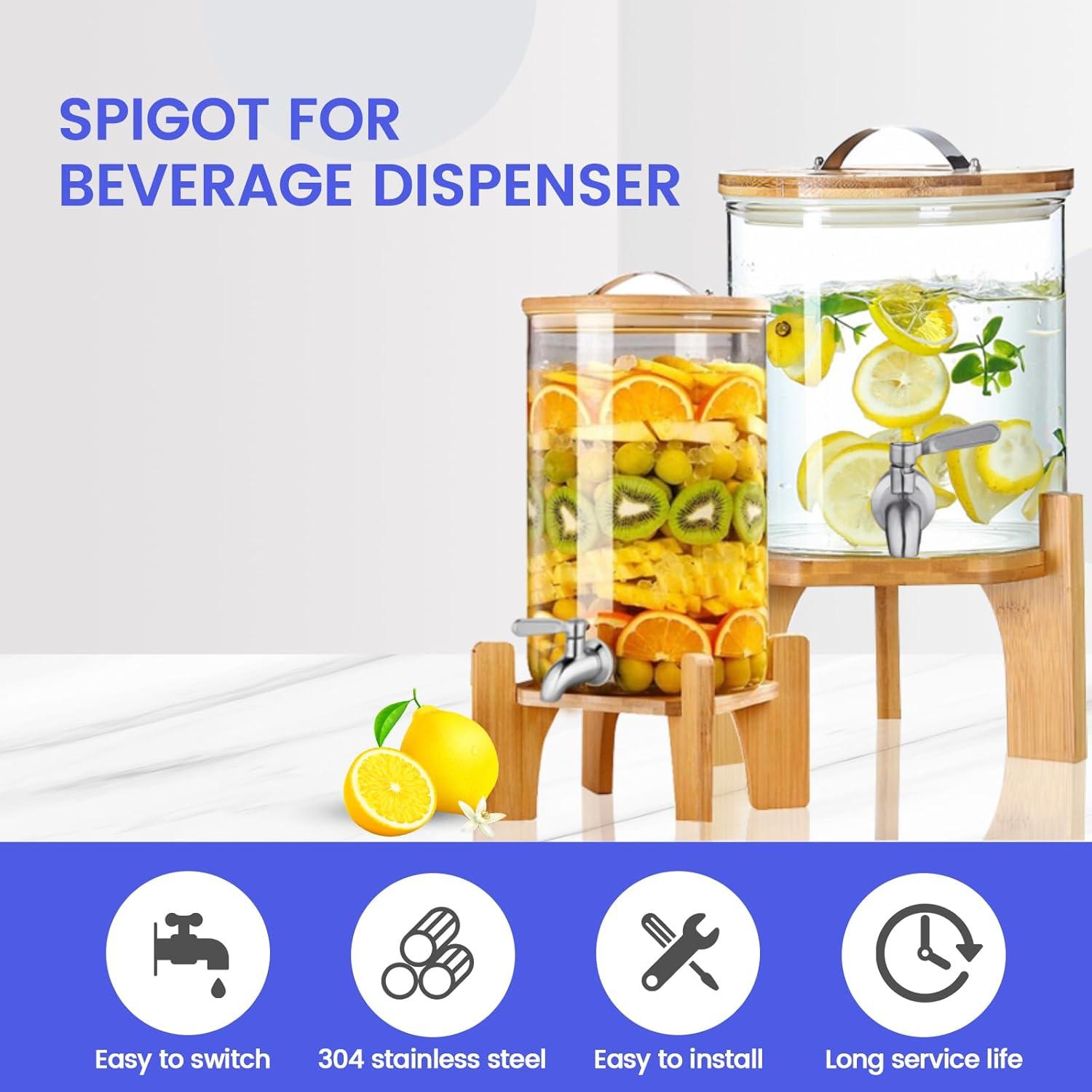 Polished Stainless Steel Beverage Dispenser Replacement Spigot Set