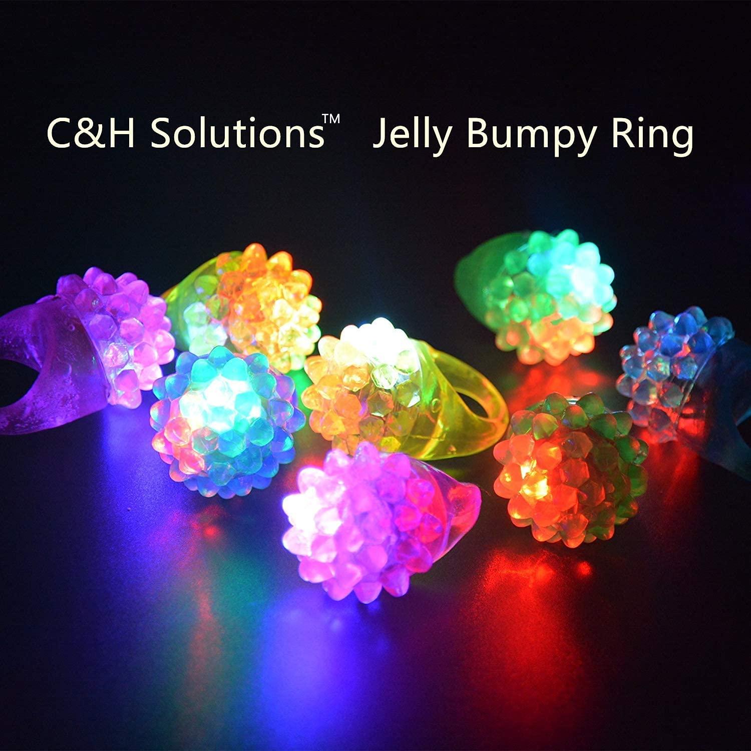 Assorted Multicolor Jelly LED Flashing Party Rings, 96 Count