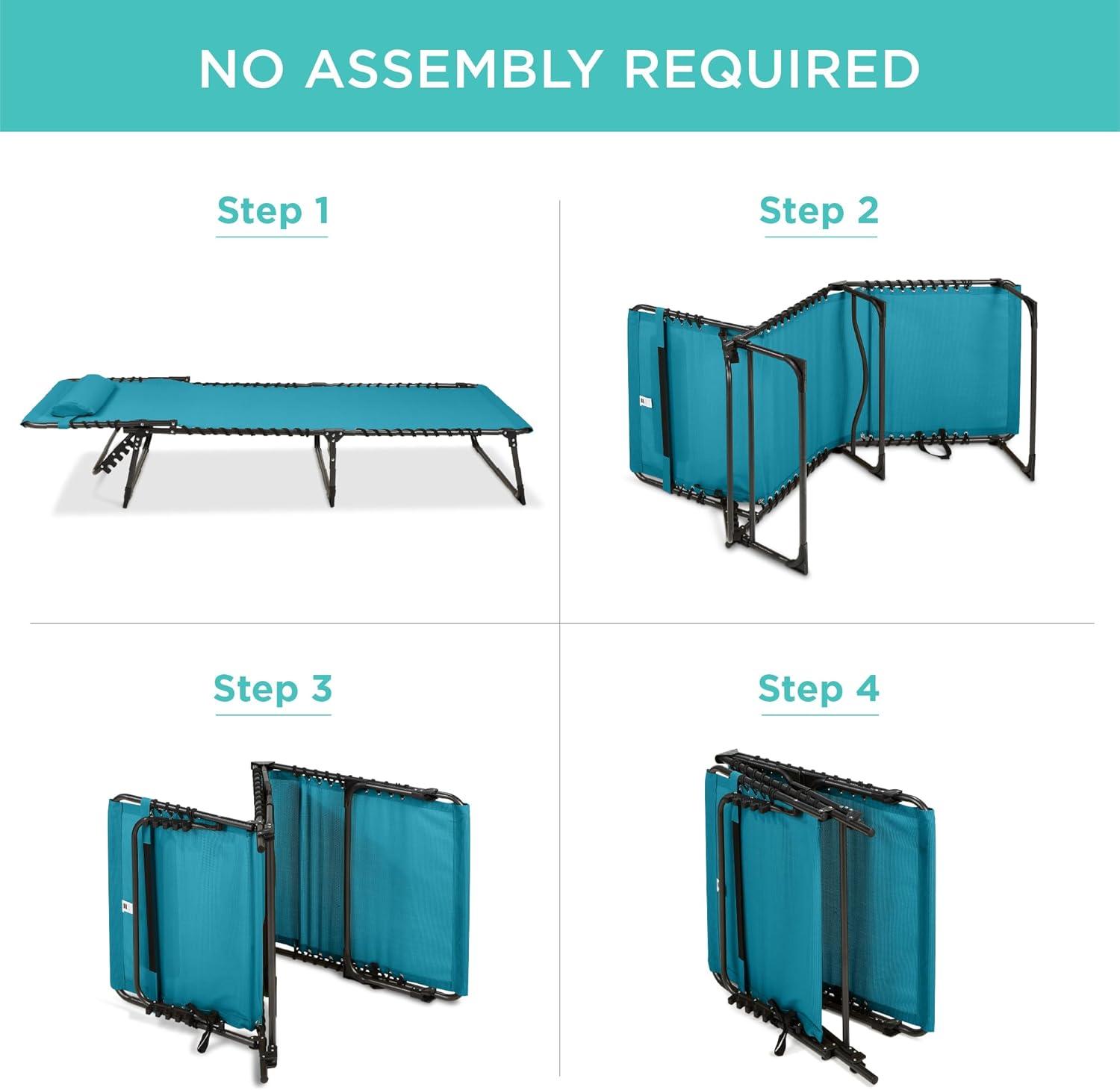 Best Choice Products Patio Chaise Lounge Chair, Outdoor Portable Adjustable Pool Recliner w/ Pillow - Peacock