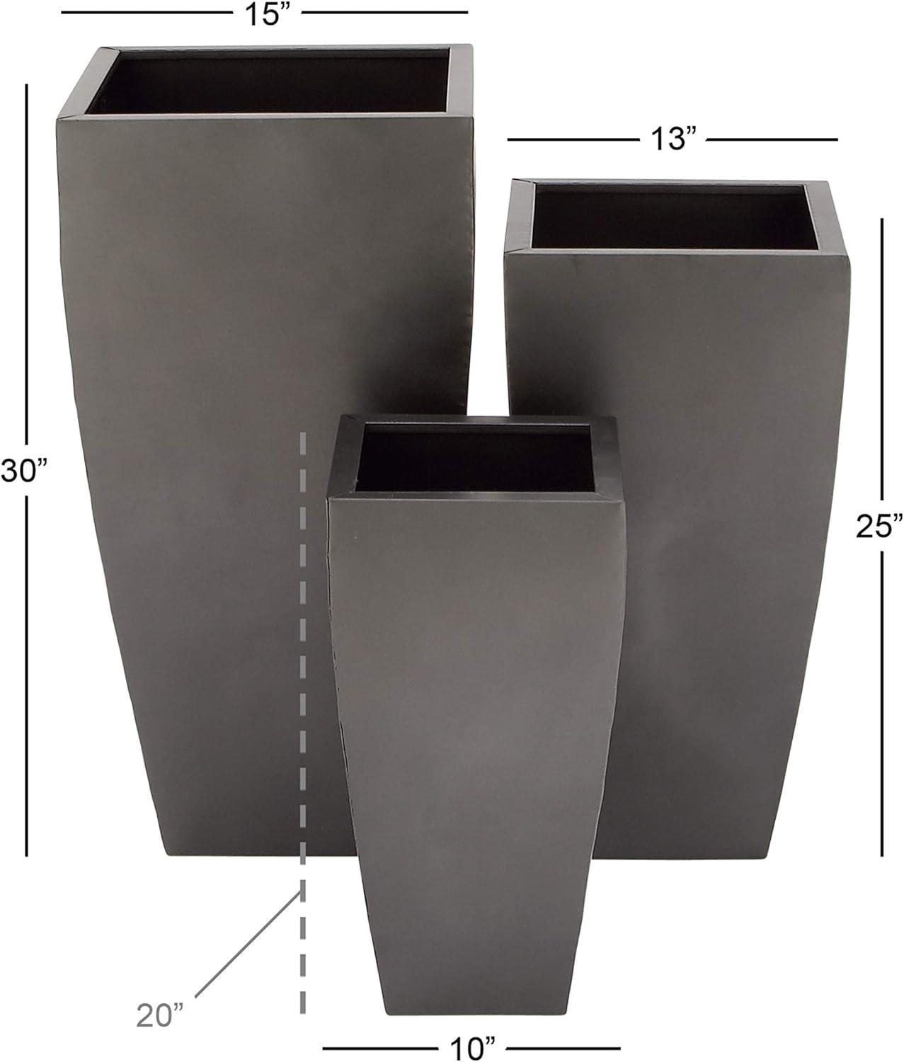 Set of 3 Modern Rectangular Metal Planters Black - Olivia & May: Iron Construction, Indoor/Outdoor Use, No Drainage Holes