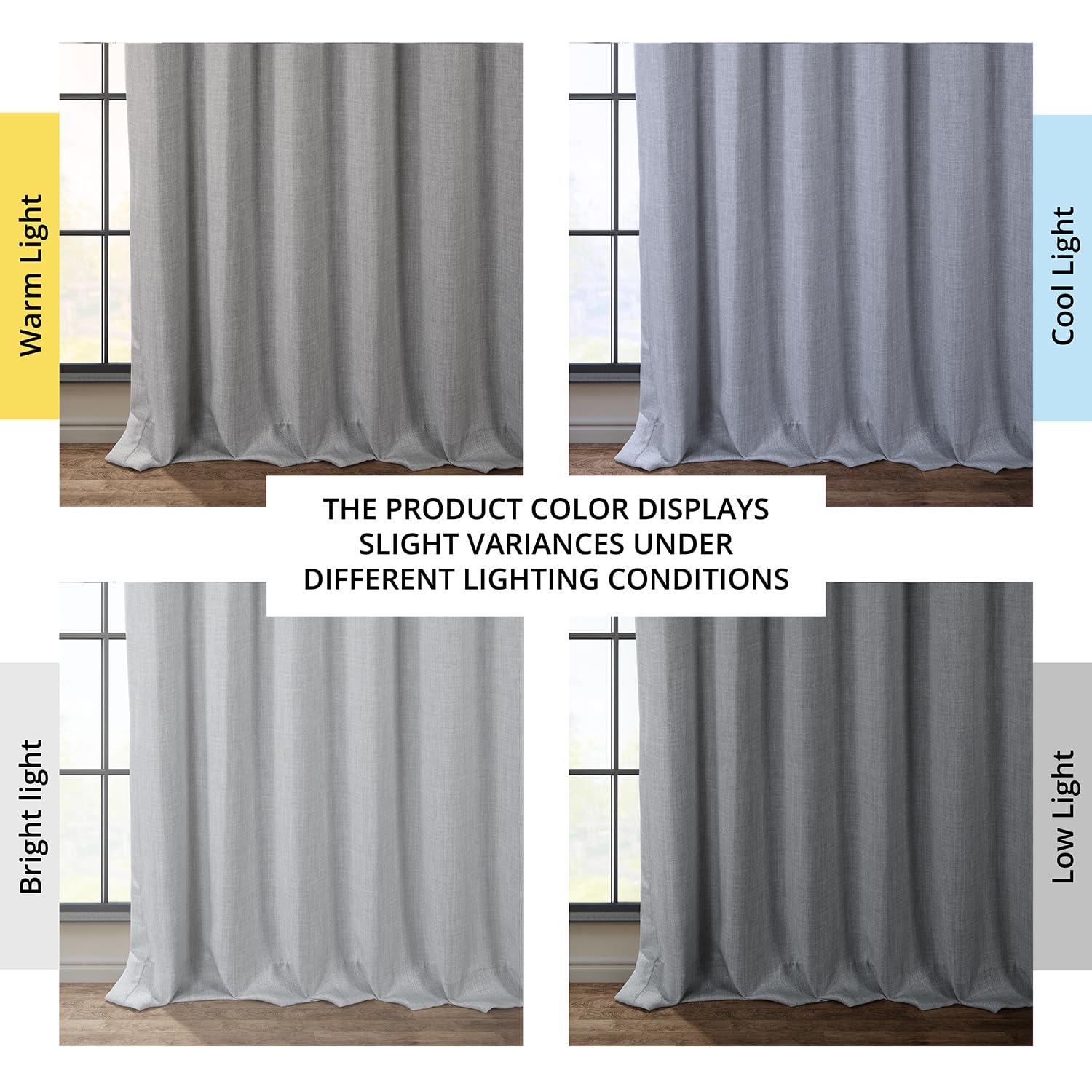 Heather Gray Faux Linen Blackout Curtain Panel, 50" x 96"