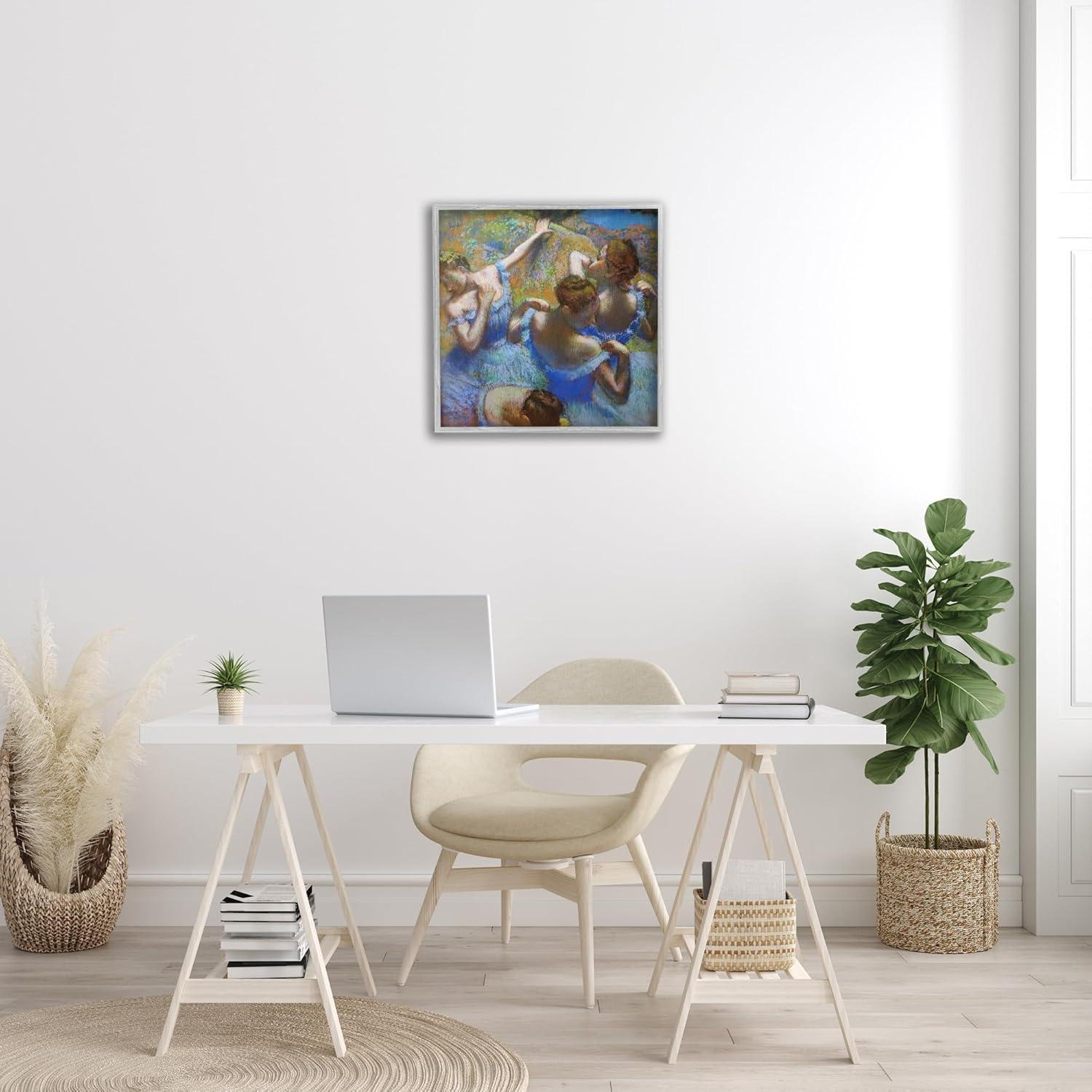Stupell Industries Ballet Dancers Blue Green Classic Painting, Design by Edgar Degas Gray Framed Wall Art, 24x24