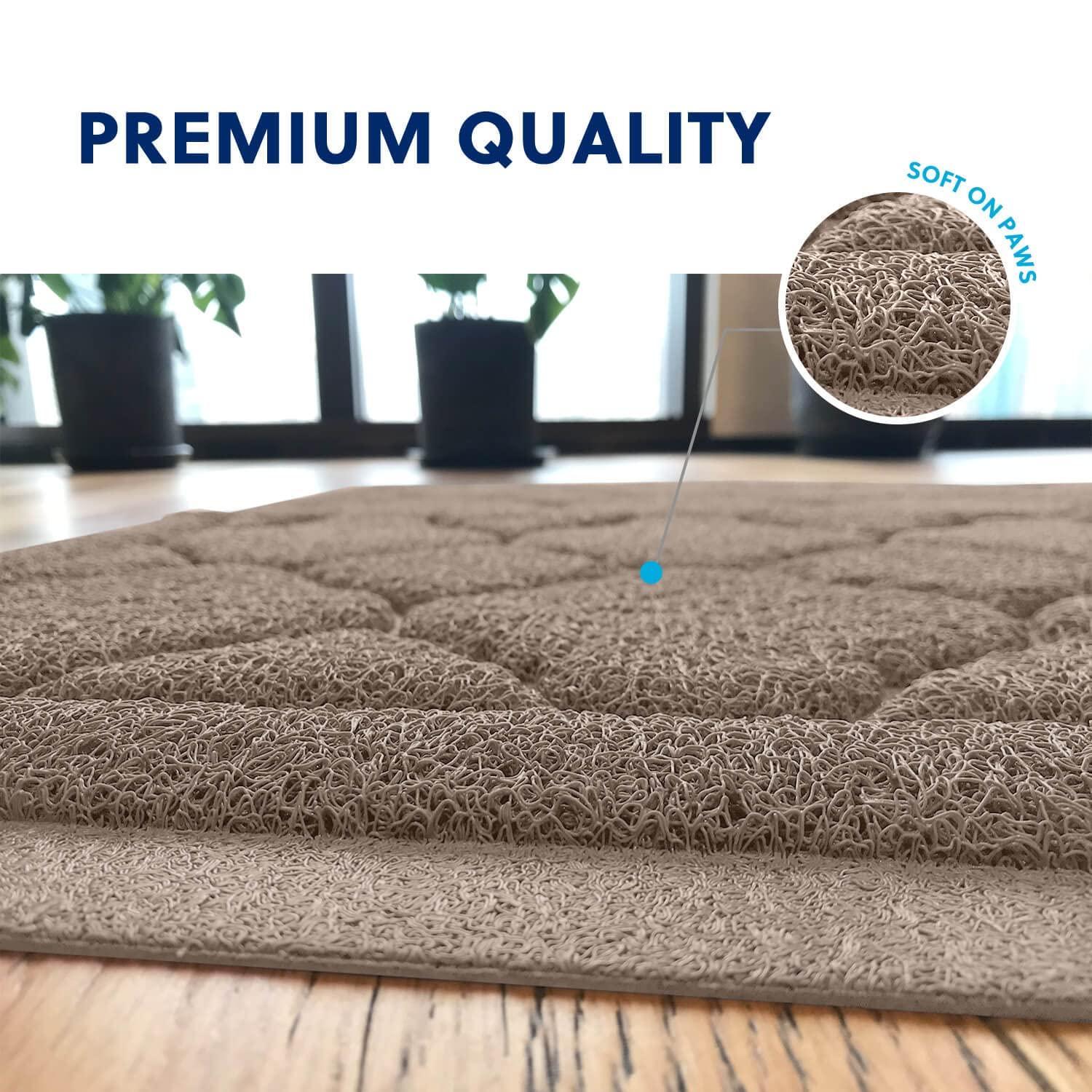 WePet Jumbo Cat Litter Mat, Kitty Litter Trapping Mess Mat Soft PVC Rug, 47" x 36", Champagne