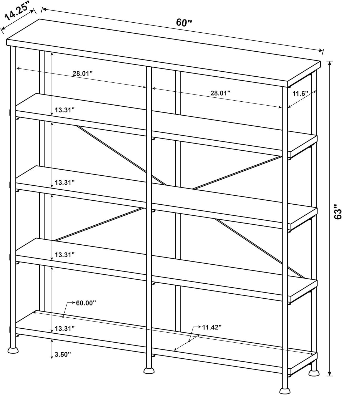 Analiese 4 Shelf Double Bookcase - Coaster