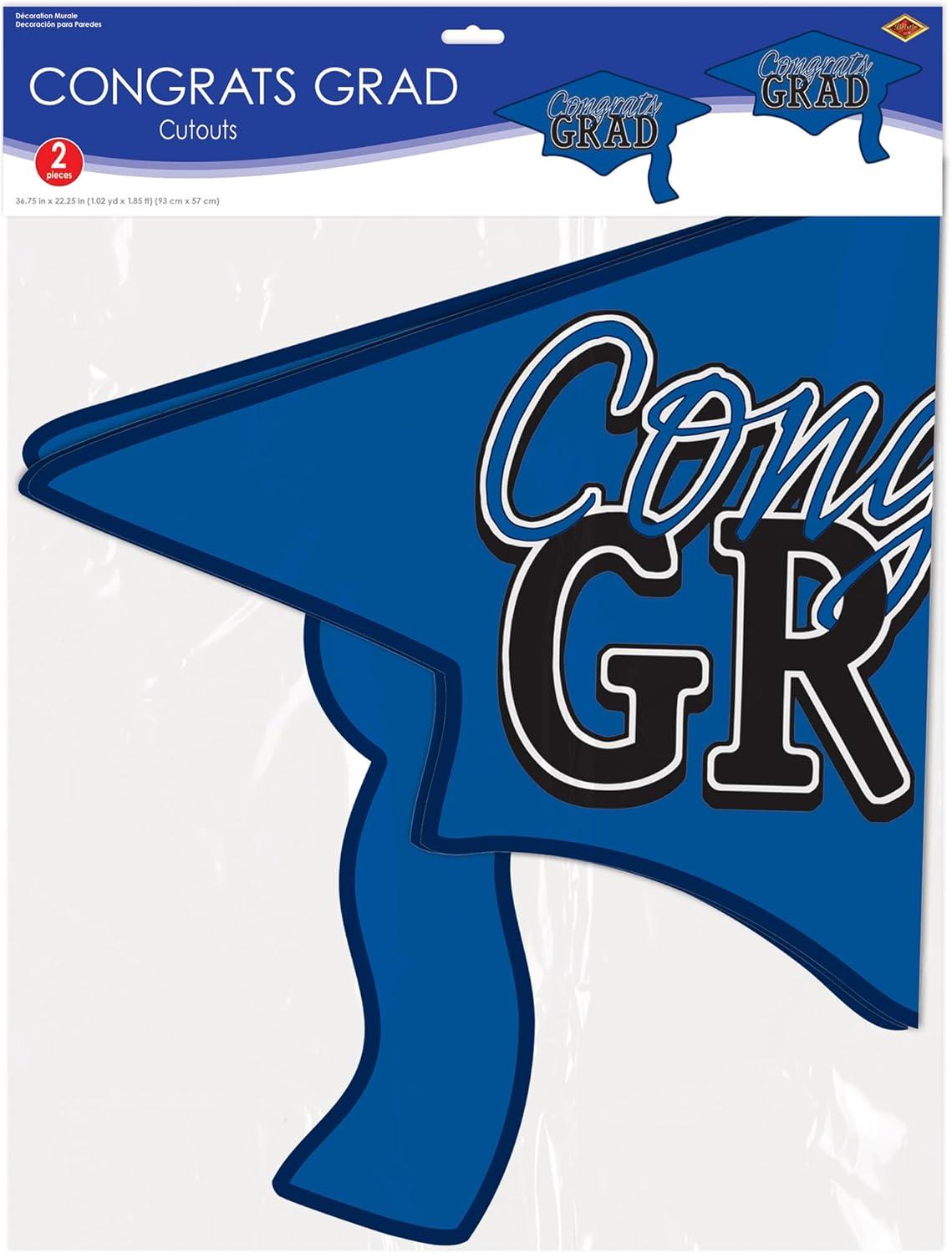 Beistle  22.25 x 36.75 in. Congrats Grad Cutouts, Blue - Pack of 12