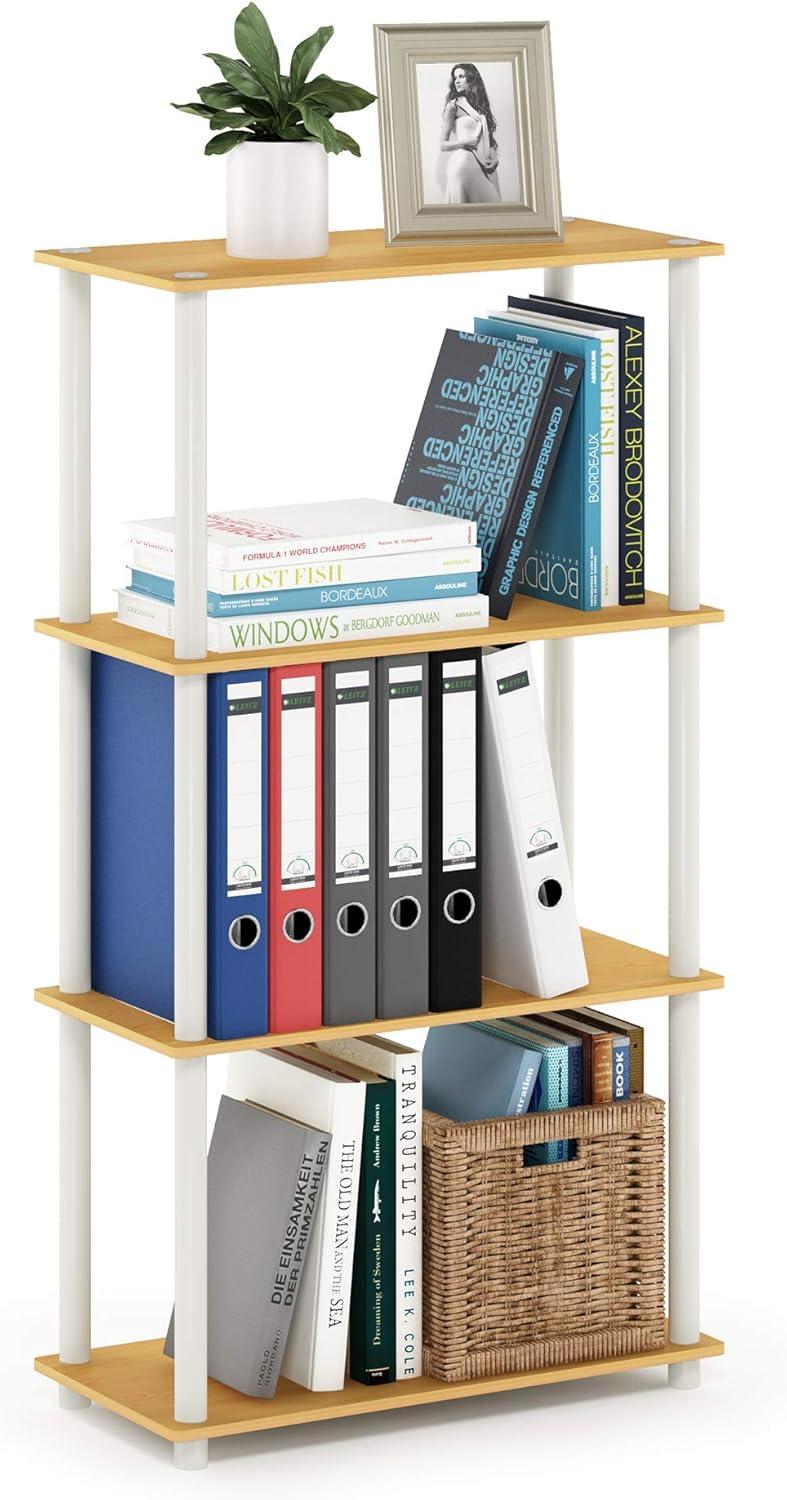 Furinno 4-Tier Reversible Decorative Bookshelf Multipurpose Ladder Shelf Organizer Display Rack