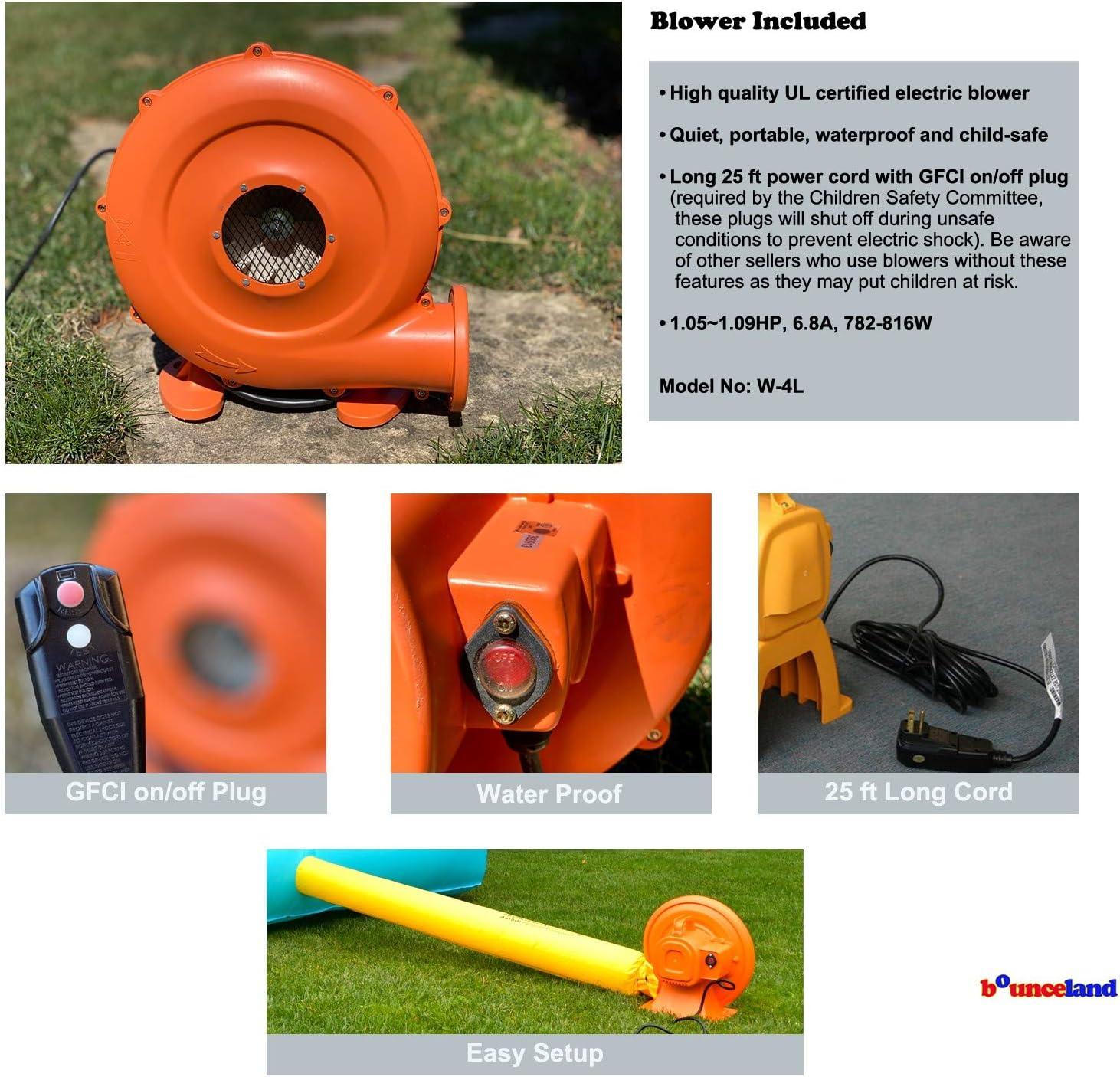 Bounceland Inflatable 8.5' x 17.5' Bounce House Water Slide and Air Blower