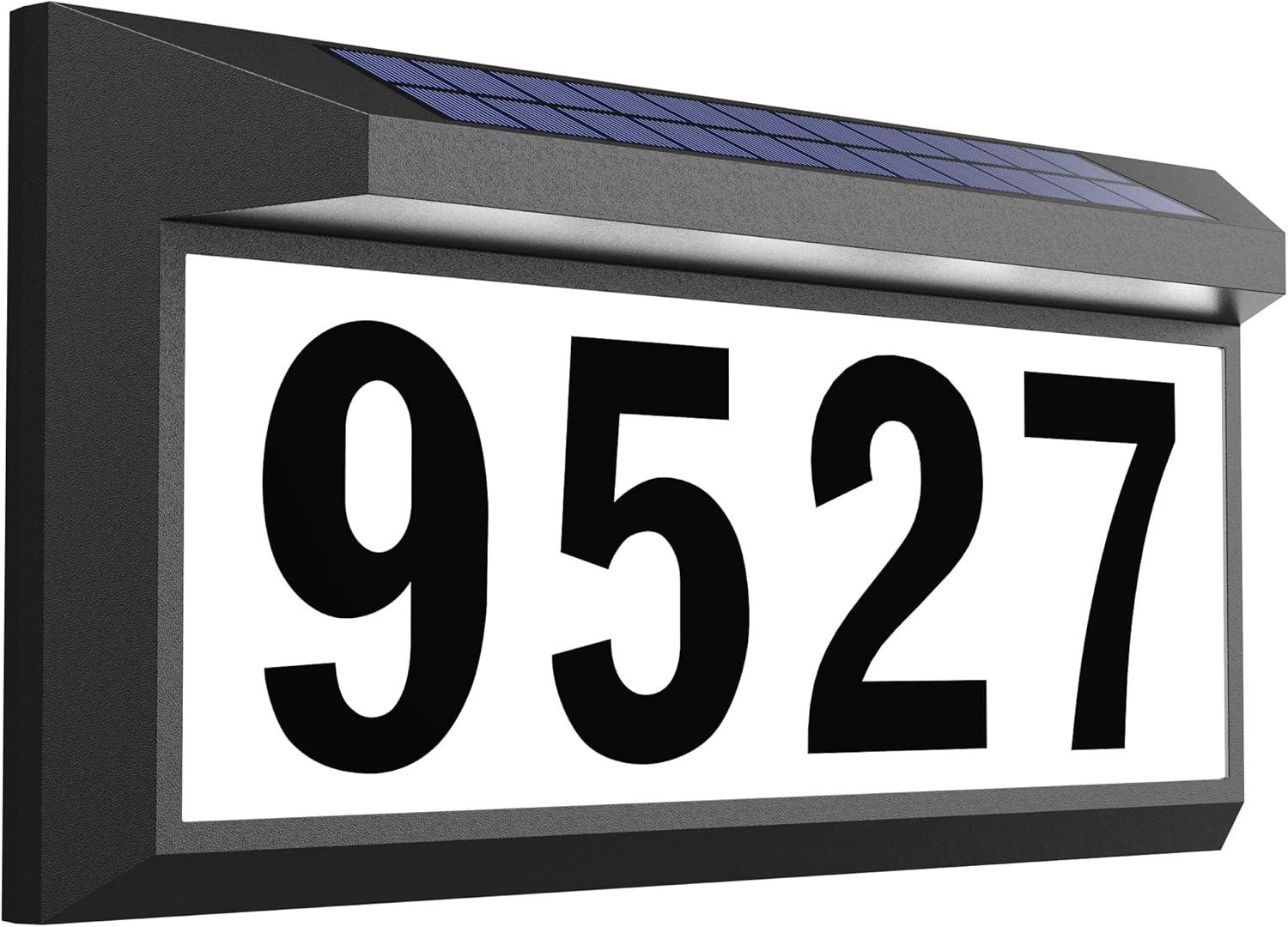 Black and White Solar-Powered LED Address Plaque