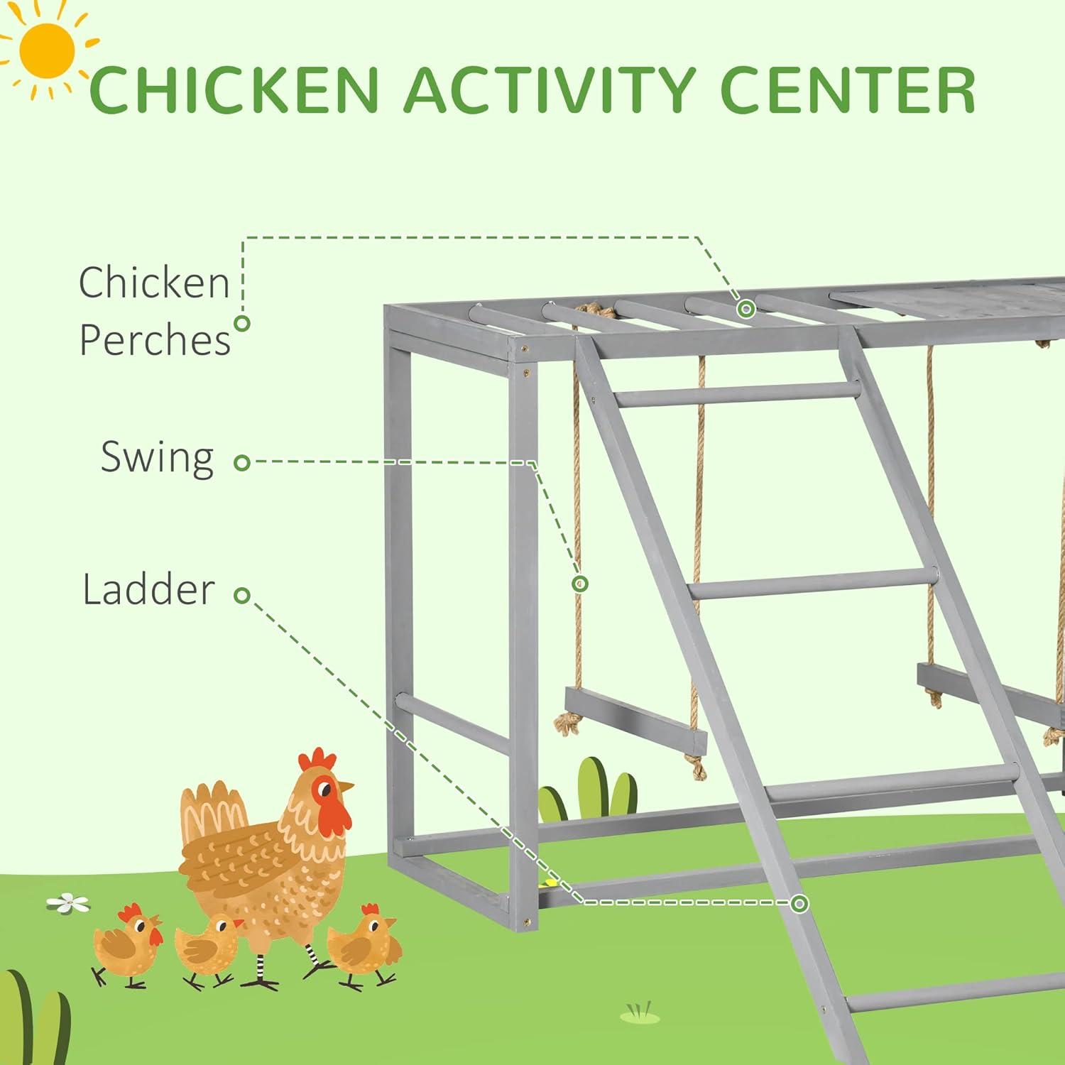 PawHut Chicken Activity Play w/ Swing Set for 3-4 Birds & Healthier Animals, Chicken Coop Accessory with Chicken Perches & Hen Ladder