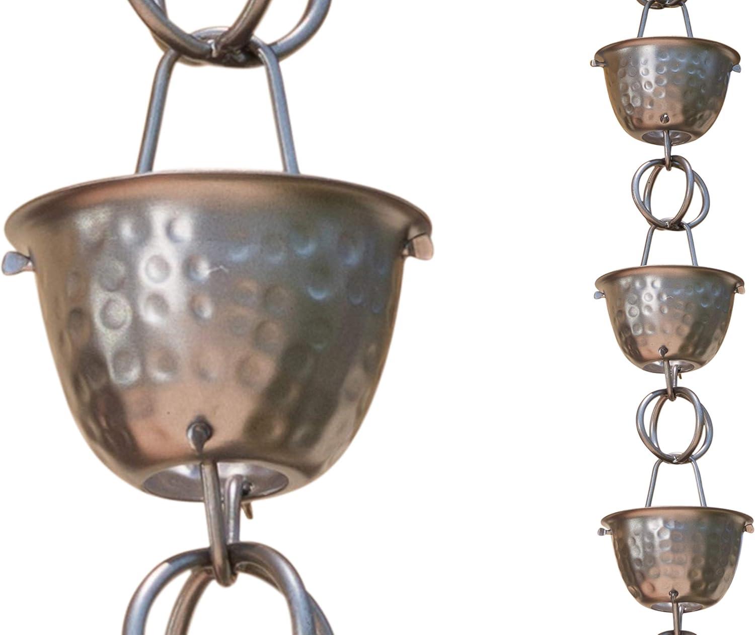 Monarch Rain Chains Aluminum Hammered Cup Rain Chain Replacement Downspout for Gutters