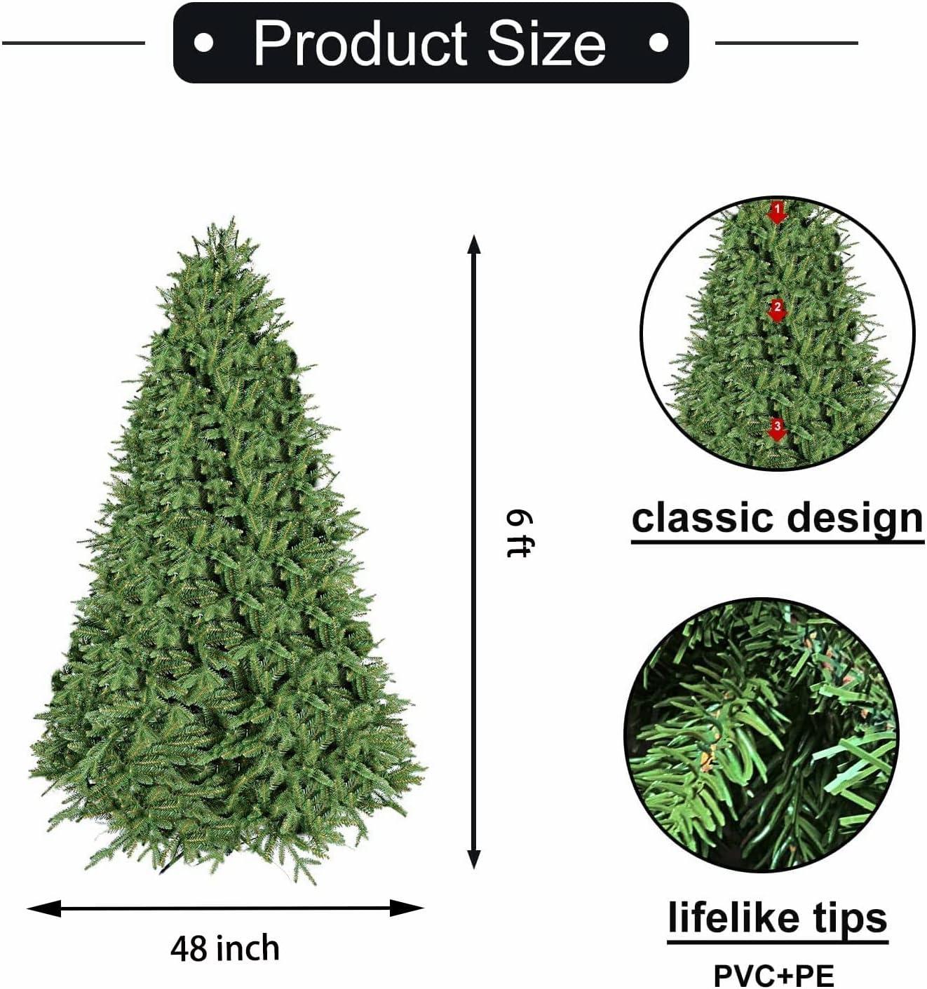 Bringstar 5FT Unlit Artificial Christmas Tree, Green Xmas Tree with 308 Tips and Folding Metal Stand, for Indoor Holiday Decoration