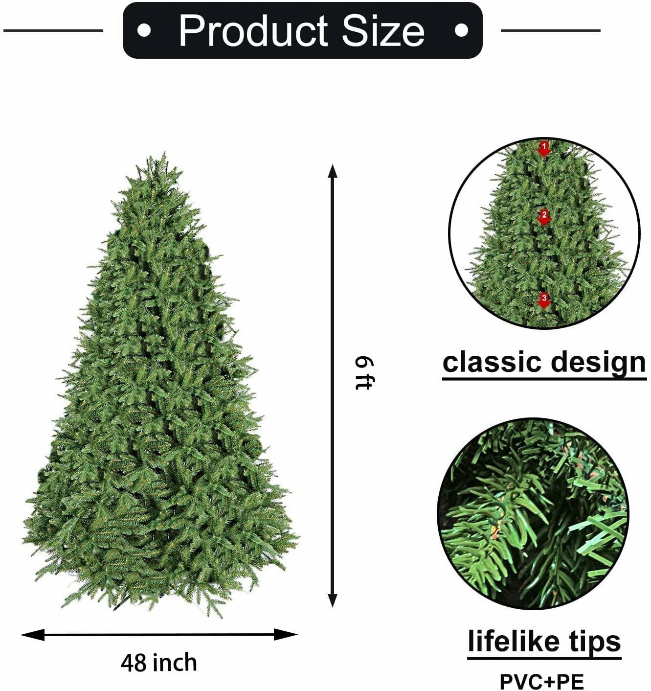 Bringstar 5FT Unlit Artificial Christmas Tree, Green Xmas Tree with 308 Tips and Folding Metal Stand, for Indoor Holiday Decoration