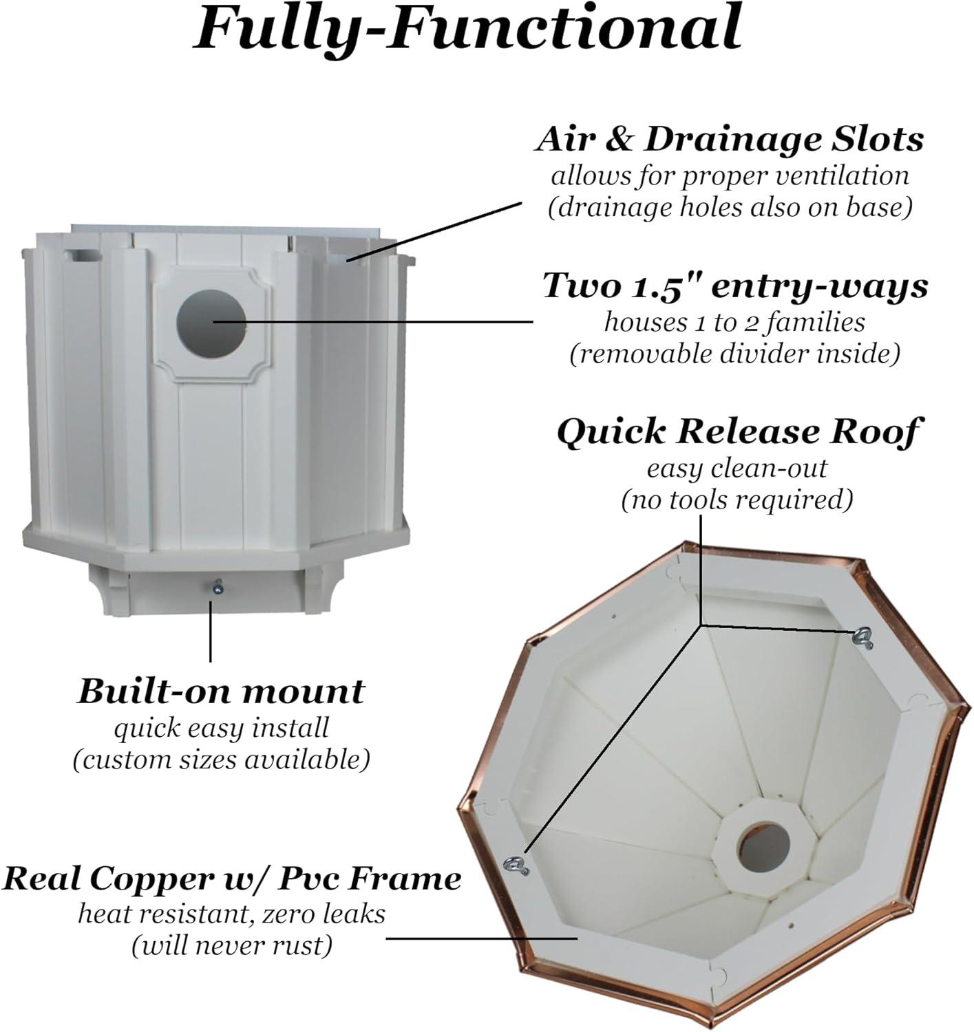 White and Copper Duplex Bird House with Cellular PVC