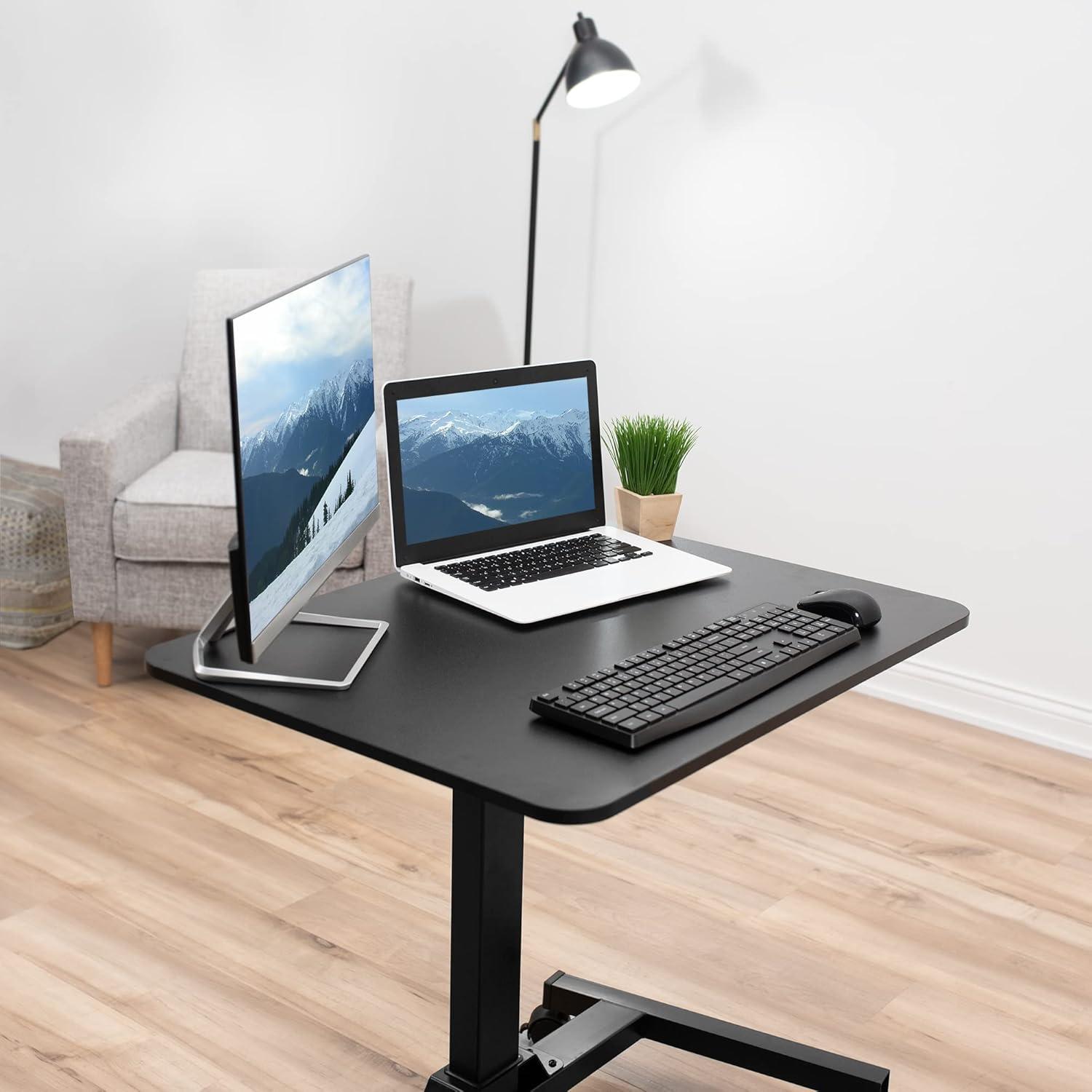 VIVO Adjustable Presentation Cart Tension Spring Sit-Stand Mobile Workstation (CART-V07B)